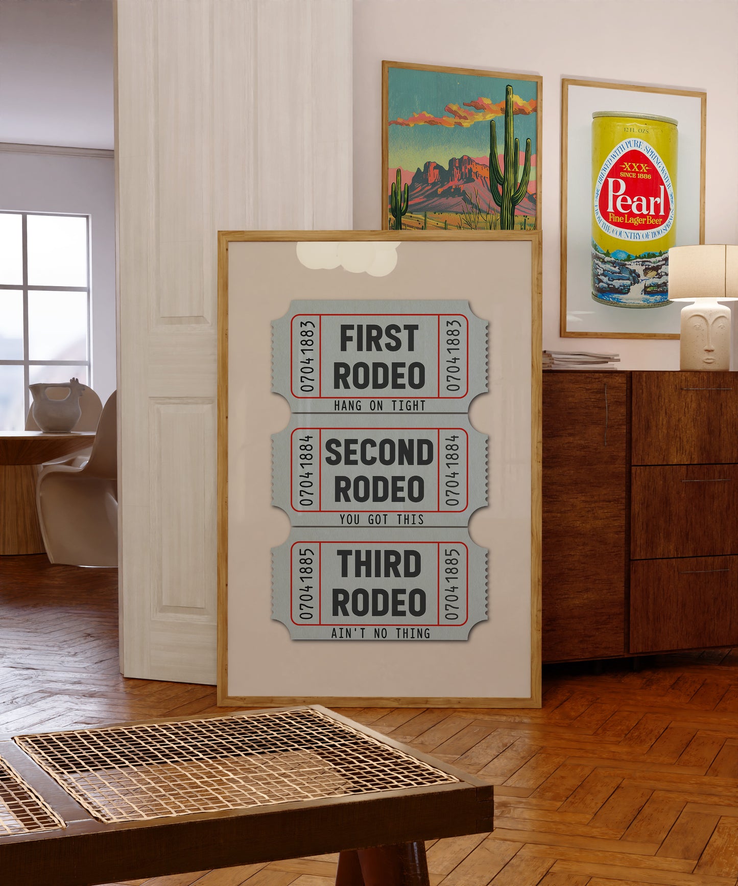 First Rodeo Ticket Stub Art Print Blue