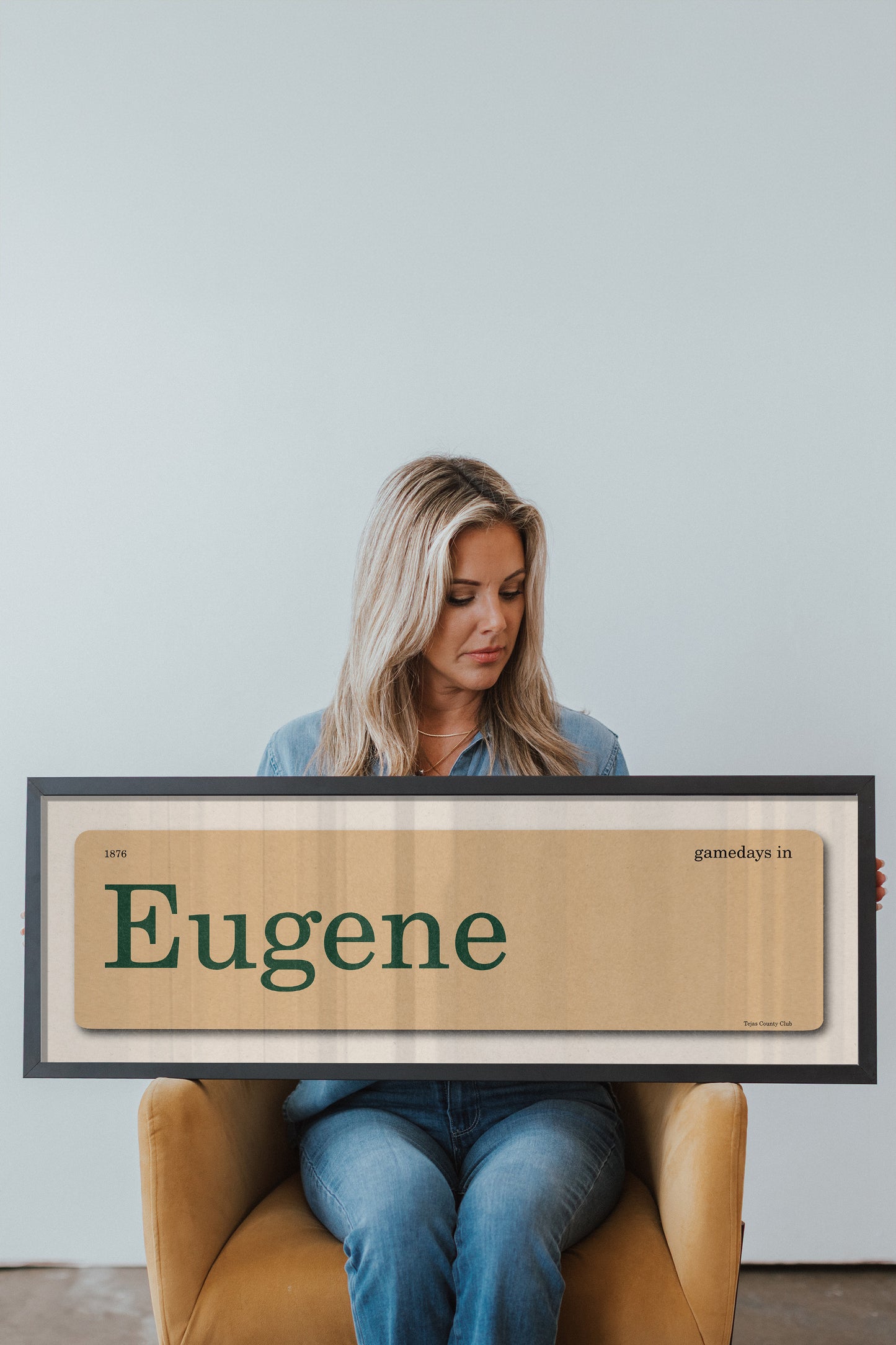 Gamedays in Eugene, Oregon Vintage Flash Card Framed Print - Tejas Country Club
