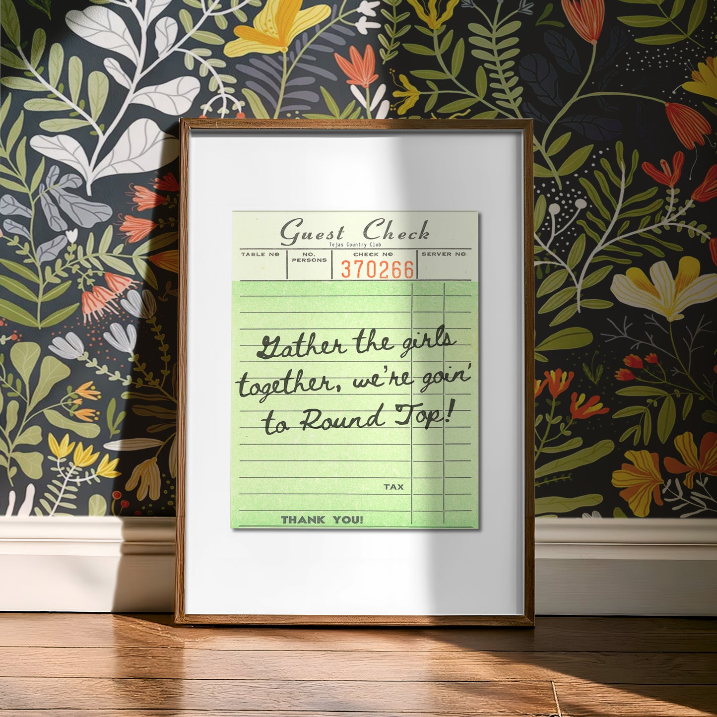 Girls Goin' To Round Top Guest Check Art Print