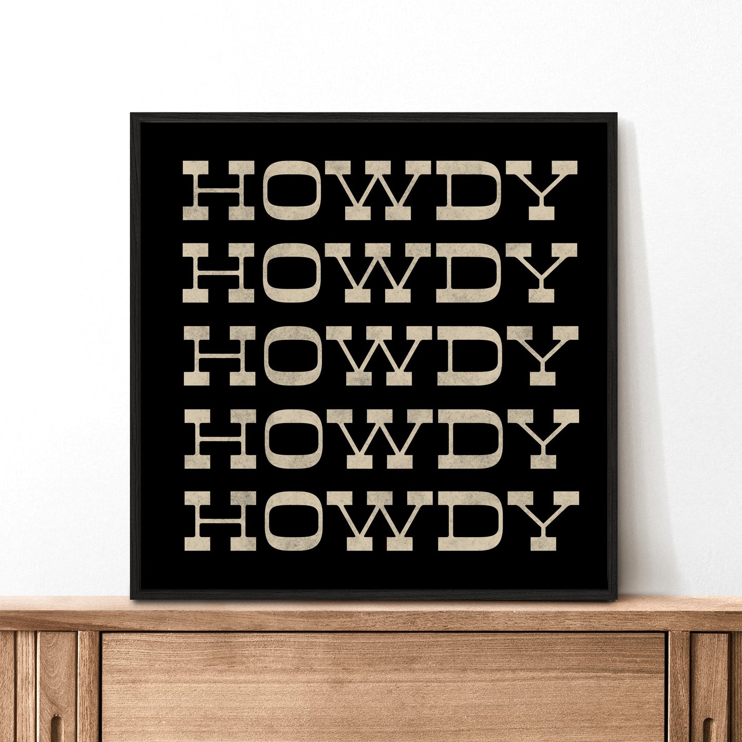 Howdy Typography Art Print Square Black and White