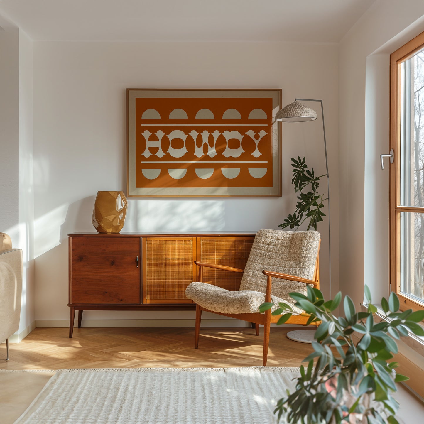 Orange and White Howdy Home Decor Art Print