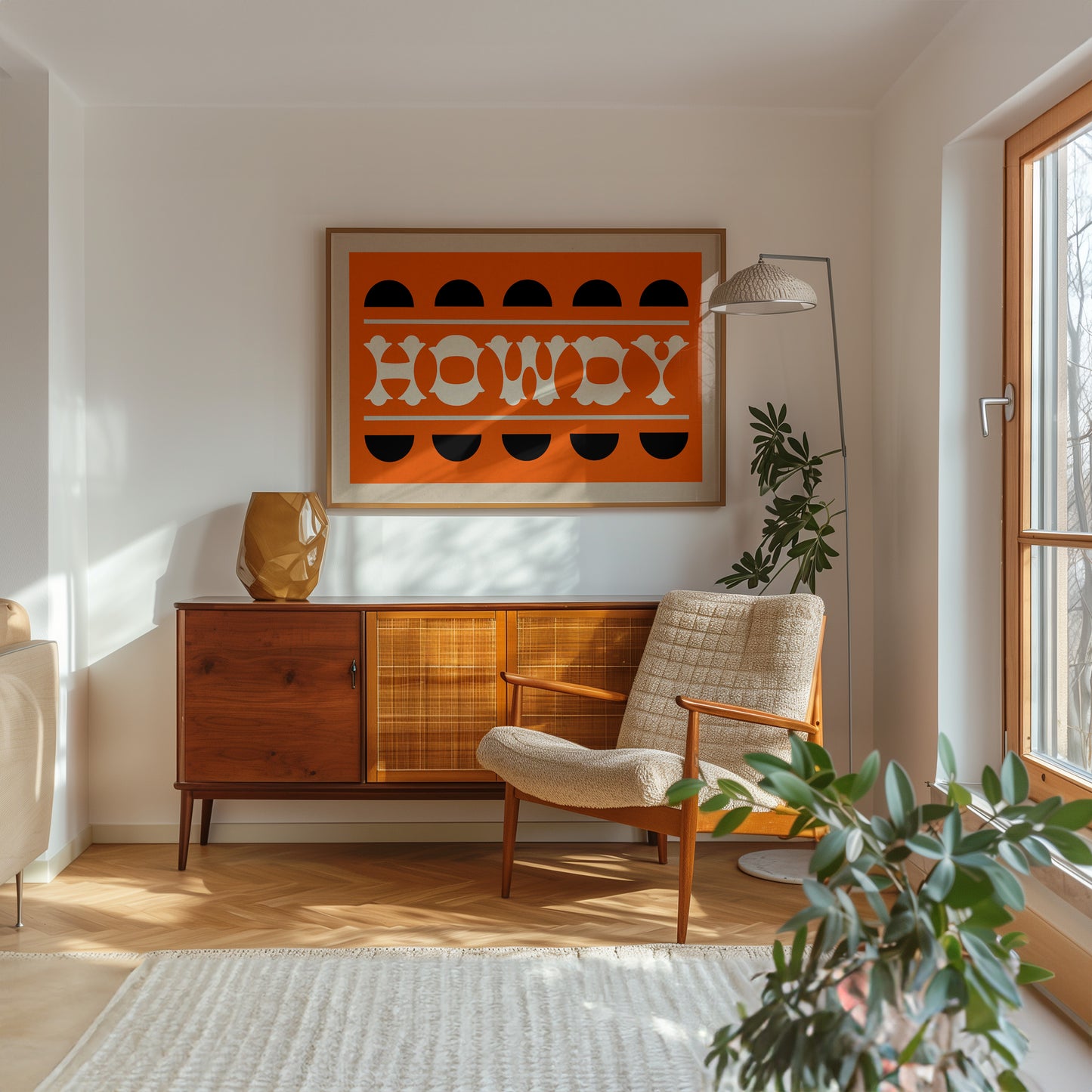 Orange and Black Howdy Home Decor Art Print