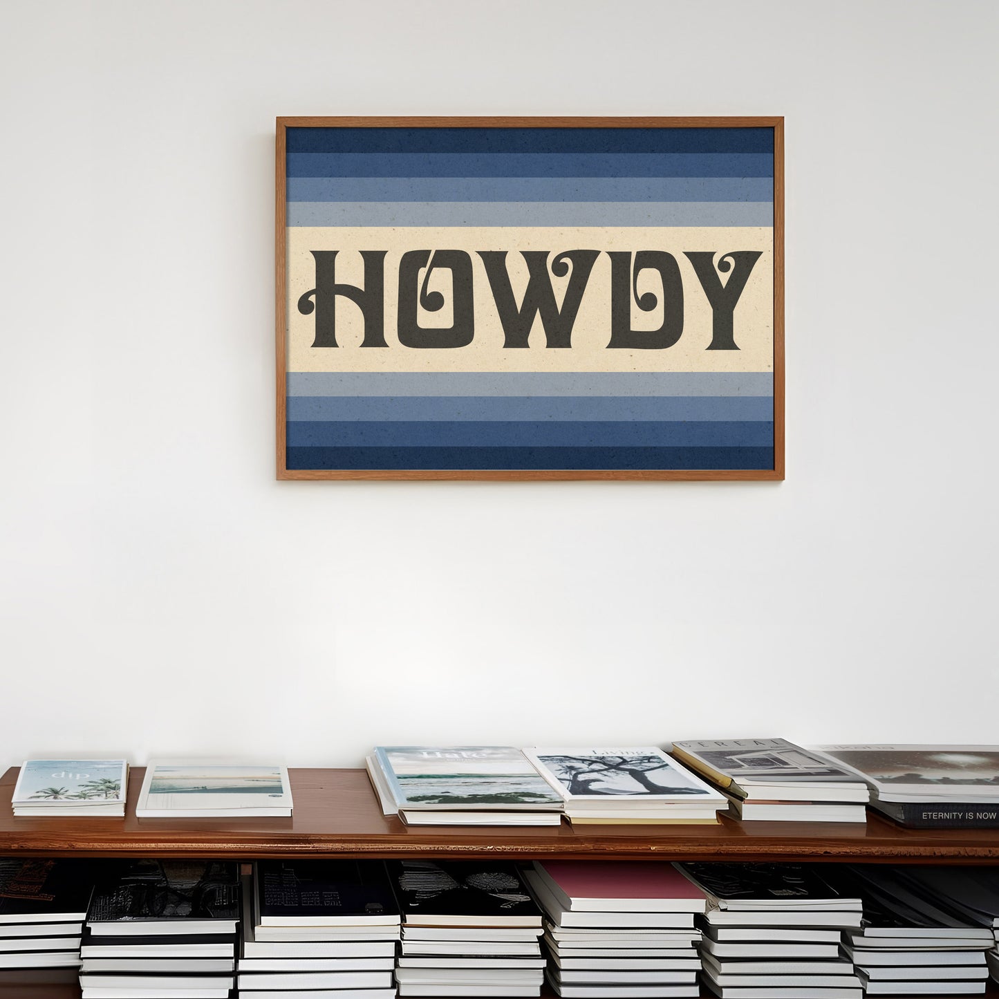 Howdy Art Print Poster Monochromatic Ombre Blue Print