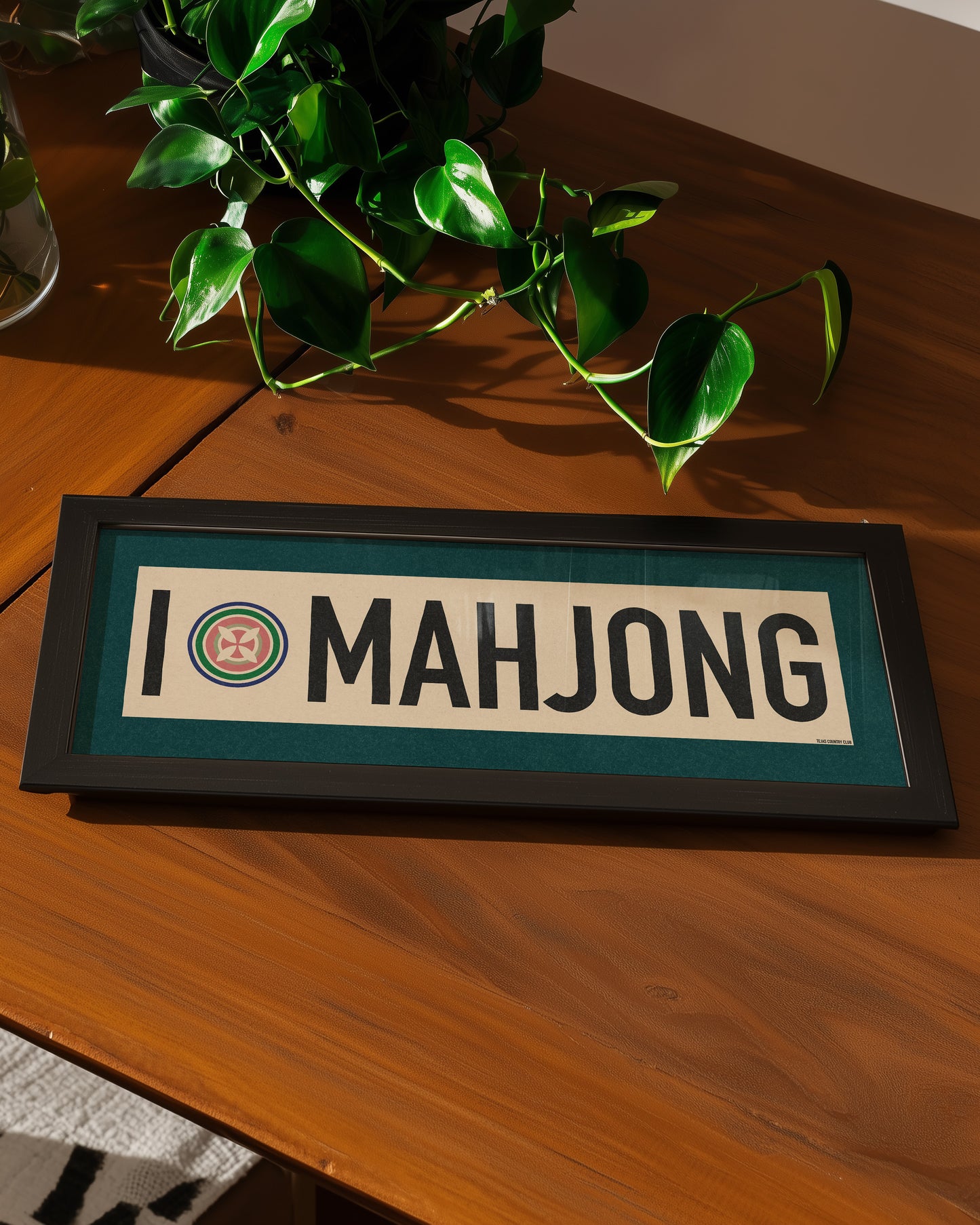 Framed I Love Mahjong Art Scroll Sign
