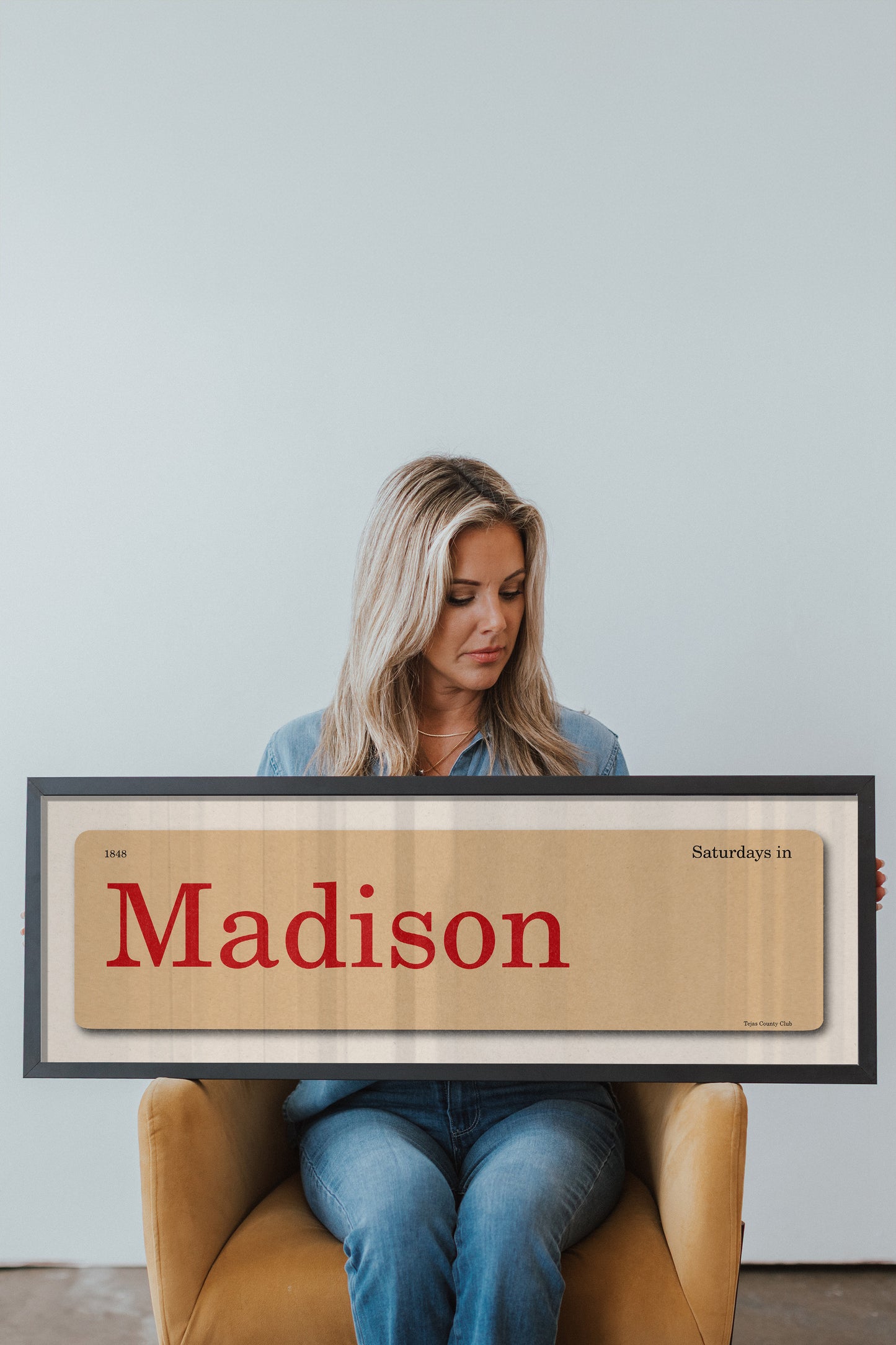 Saturdays in Madison, Wisconsin Vintage Flash Card Framed Print - Tejas Country Club