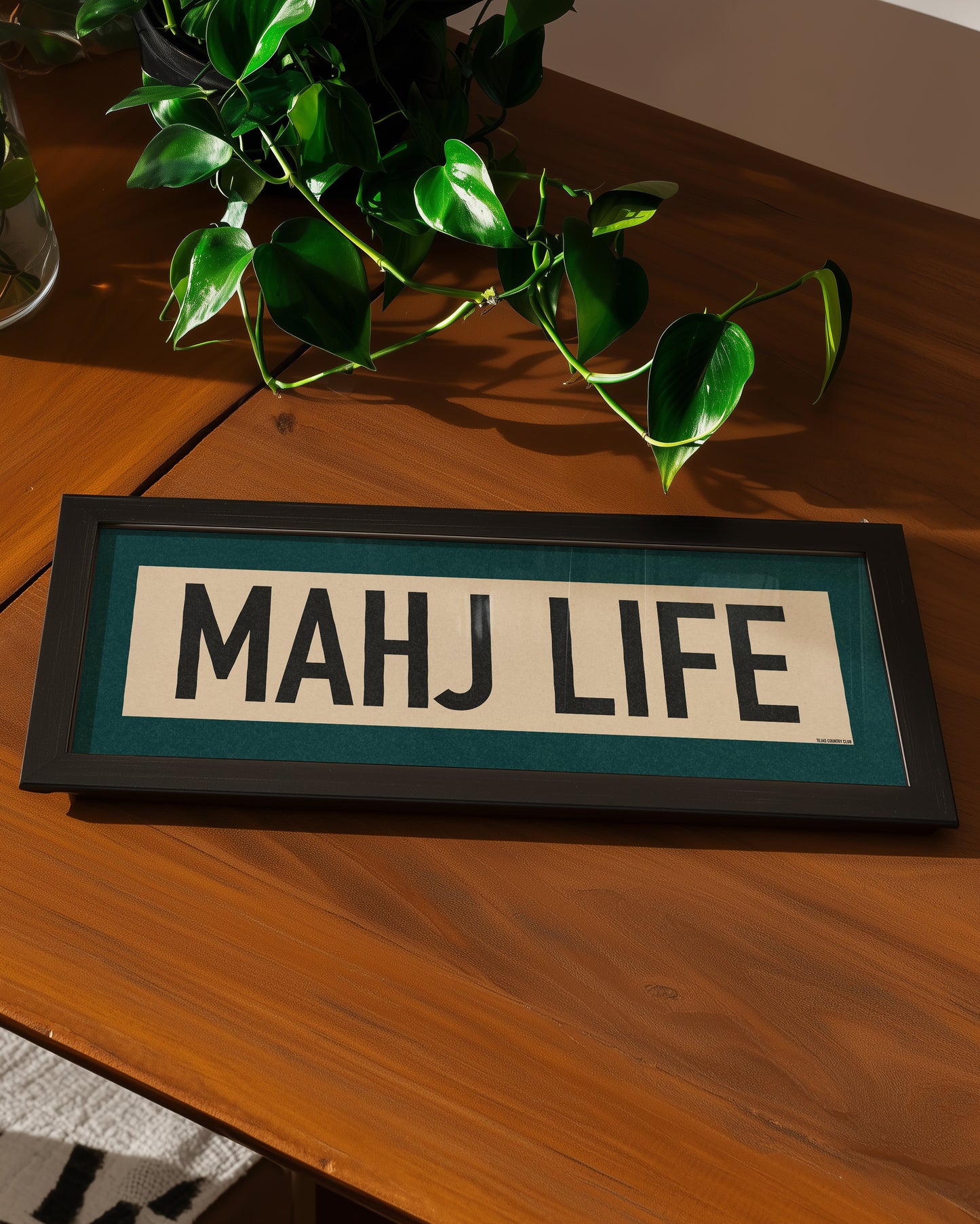 Framed Mahj Life Mahjong Art Scroll Sign