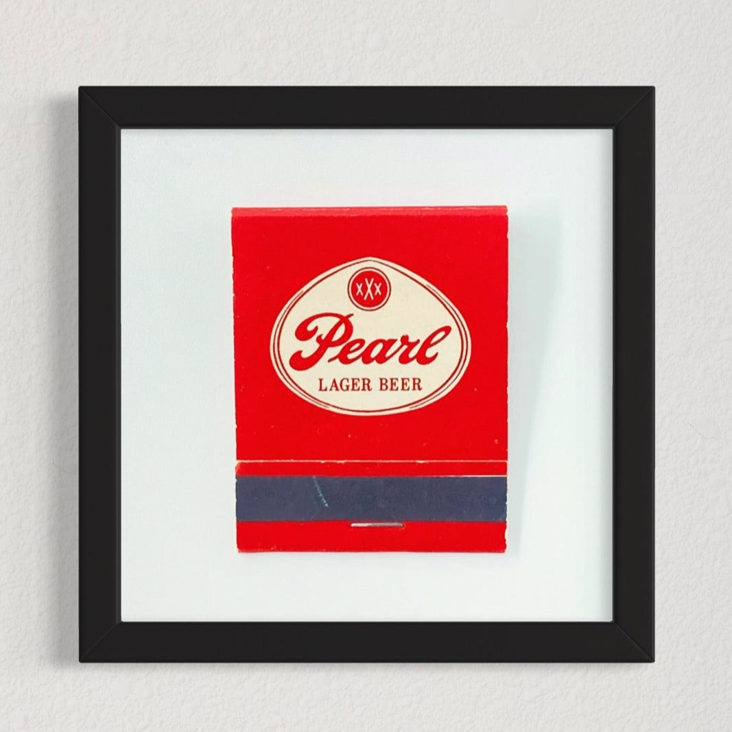 Pearl Beer Red Oval Logo Matchbook Photography Print - Tejas Country Club