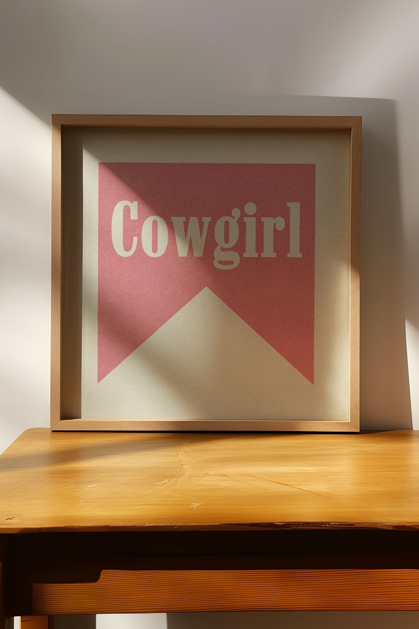 Cowgirl Pink Banner Tab Typography Square Art Print