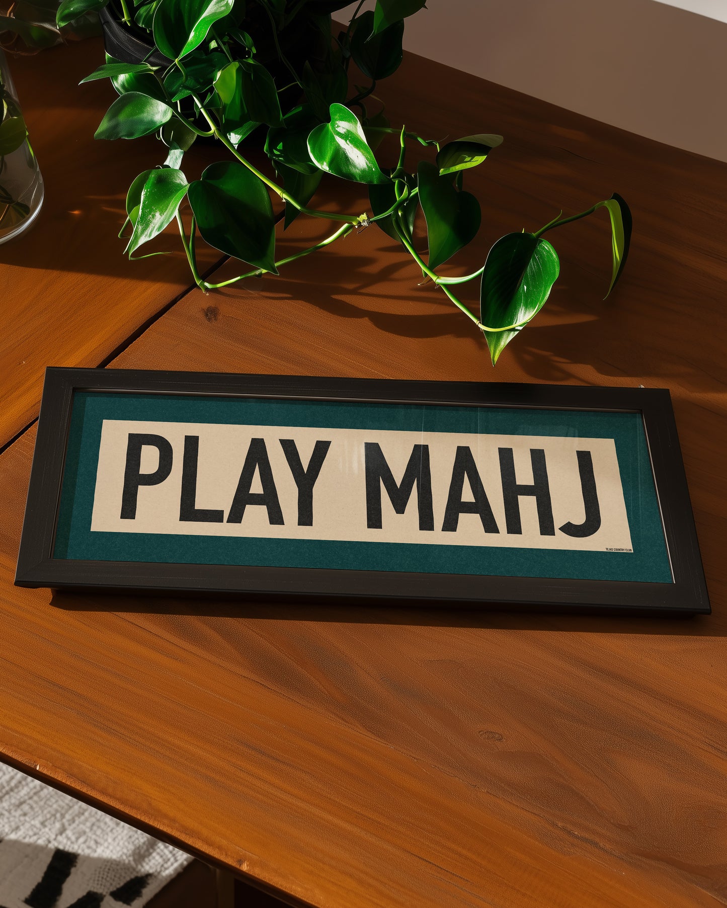 Framed Play Mahj Mahjong Art Scroll Sign