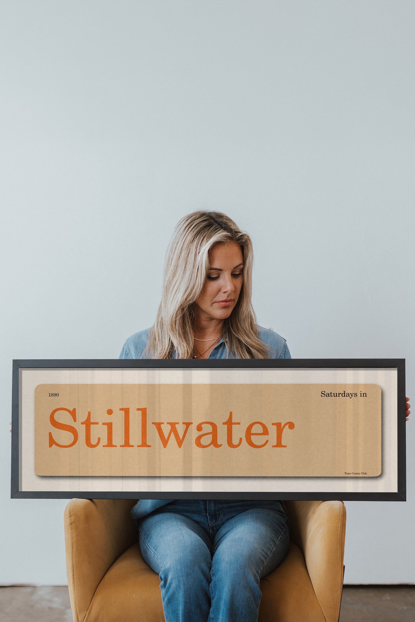 Saturdays in Stillwater, Oklahoma Vintage Flash Card Framed Print - Tejas Country Club