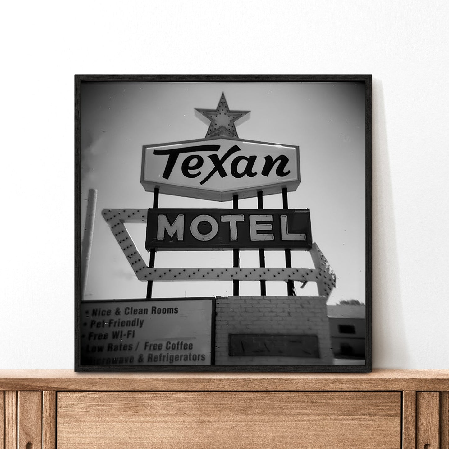 Texan Motel Sign Holga Photograph Print - Tejas Country Club