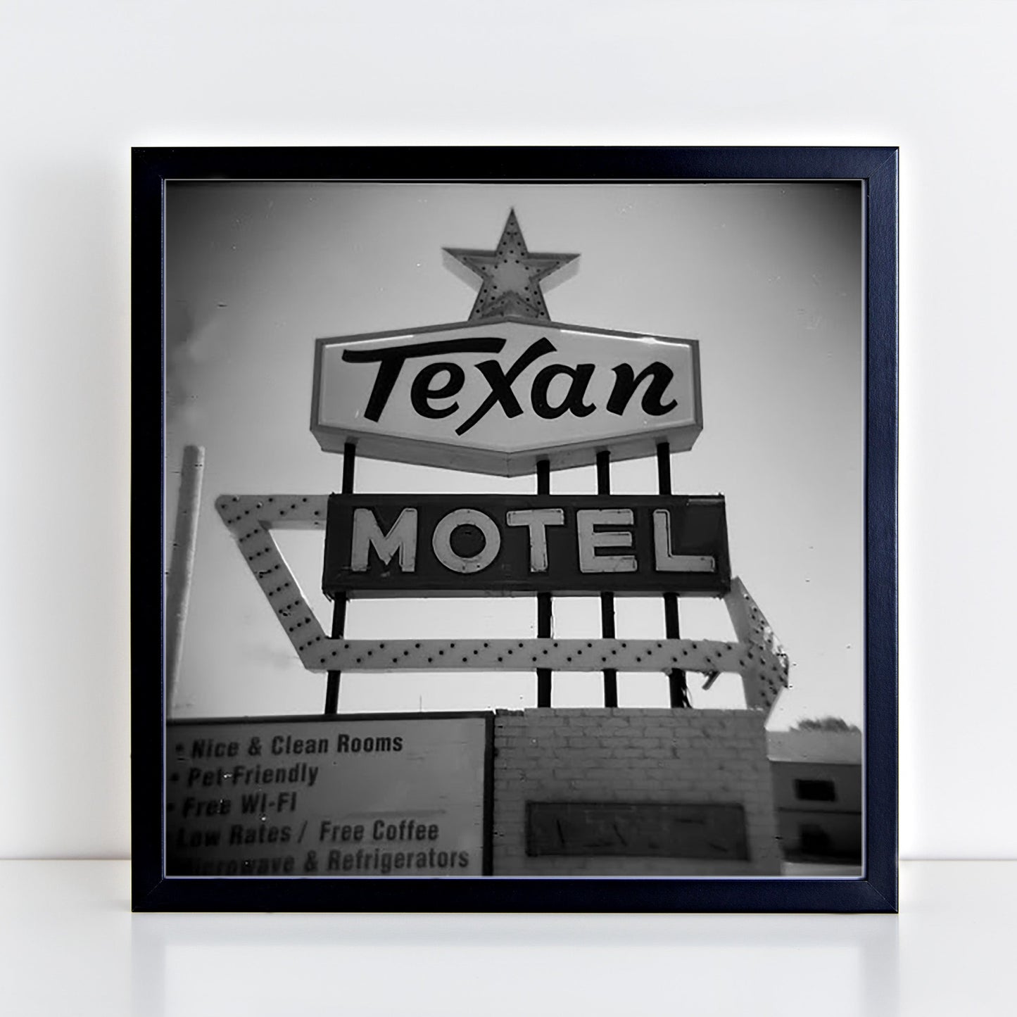 Texan Motel Sign Holga Photograph Print - Tejas Country Club