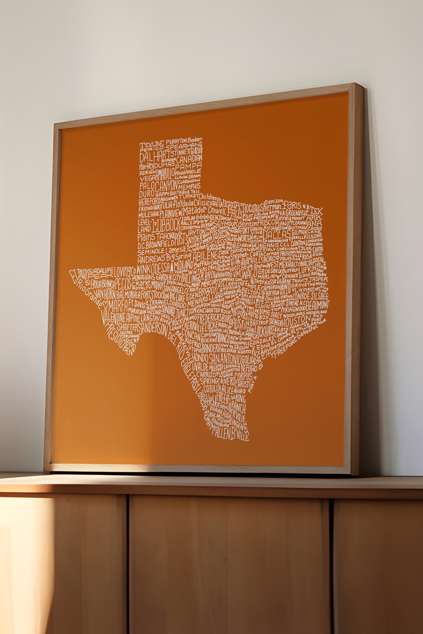 Texas Towns Home Decor Art Print (Orange) - Tejas Country Club
