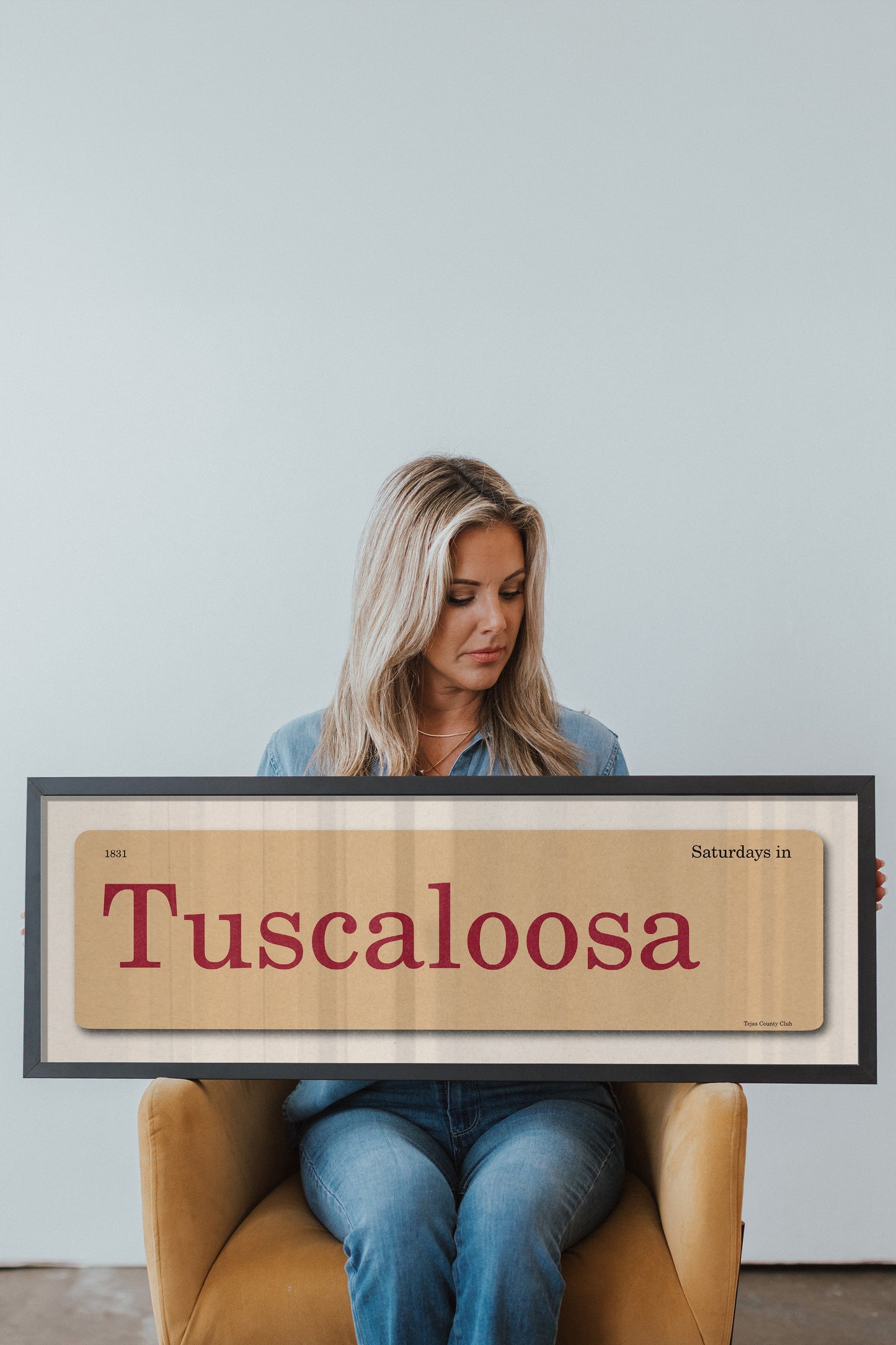 Saturdays in Tuscaloosa, Alabama Vintage Flash Card Framed Print - Tejas Country Club