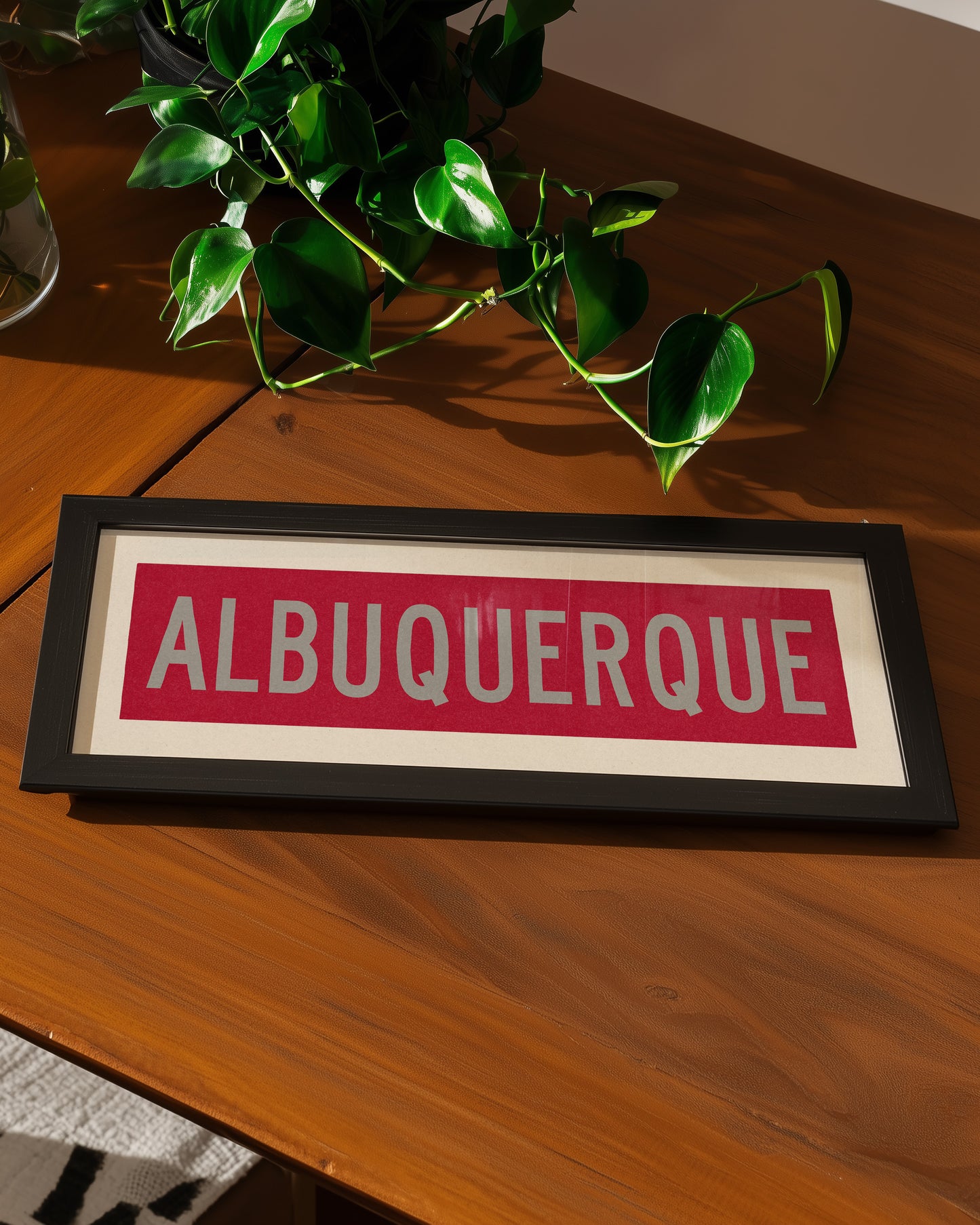 Framed Albuquerque Red and Silver Bus Scroll - Tejas Country Club