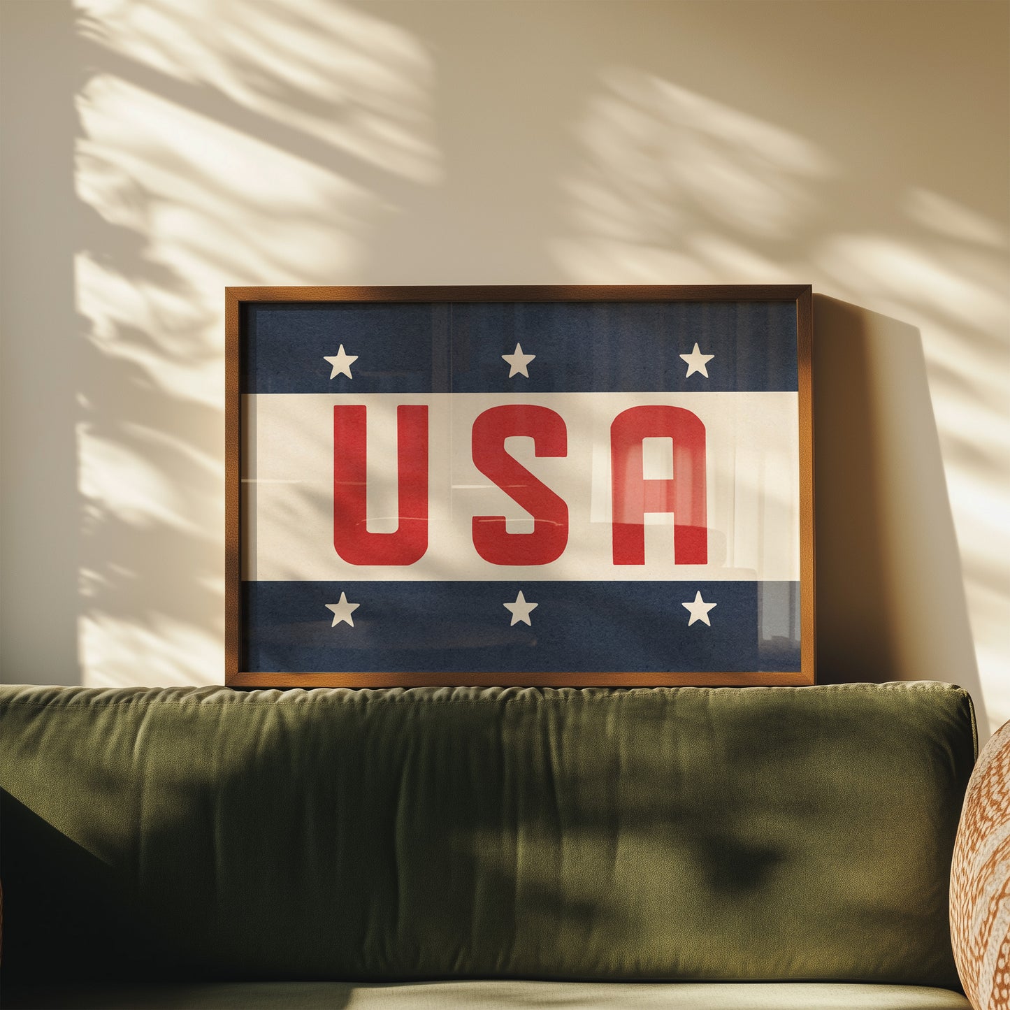 Framed USA Vintage Style Flag Print - Tejas Country Club
