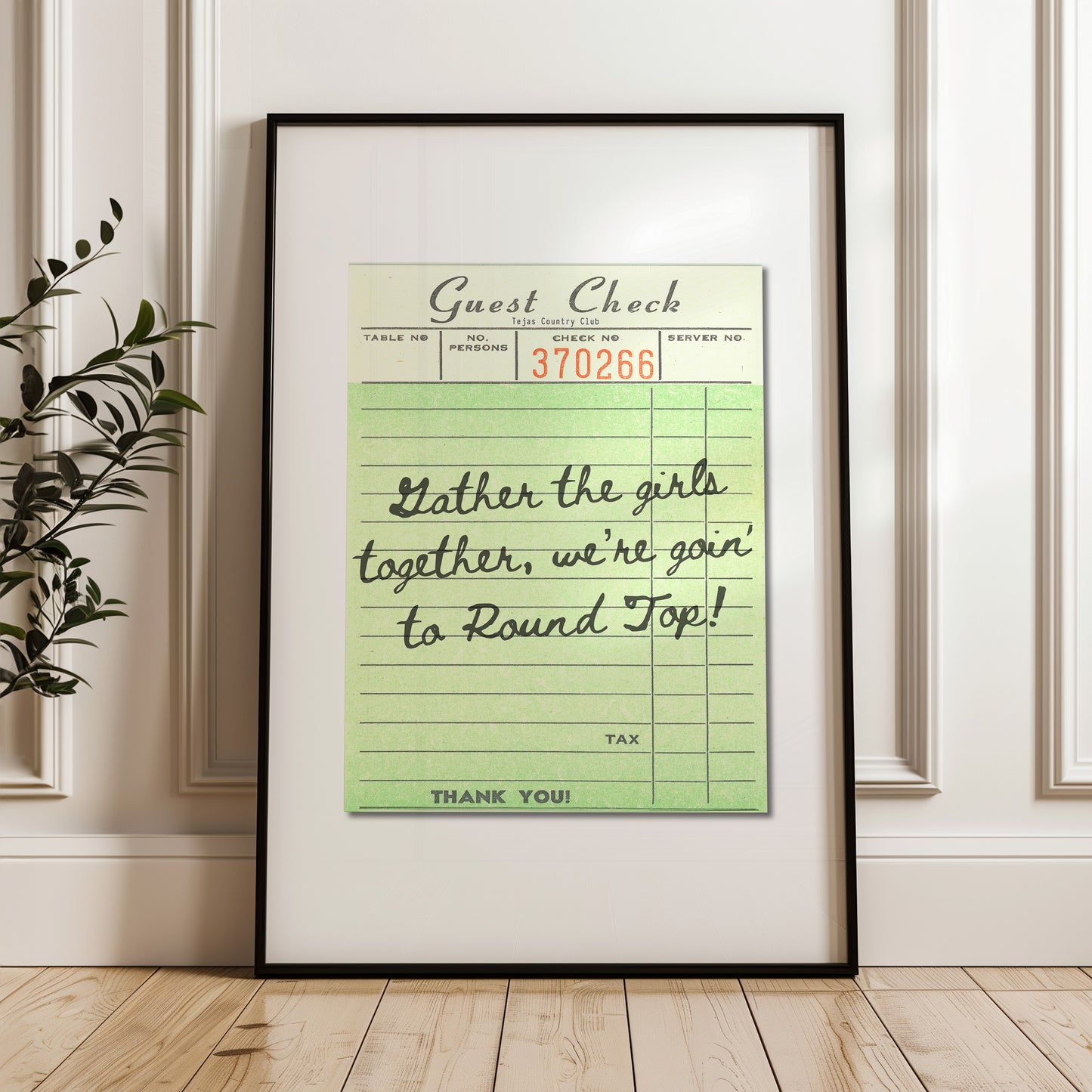 Girls Goin' To Round Top Guest Check Art Print