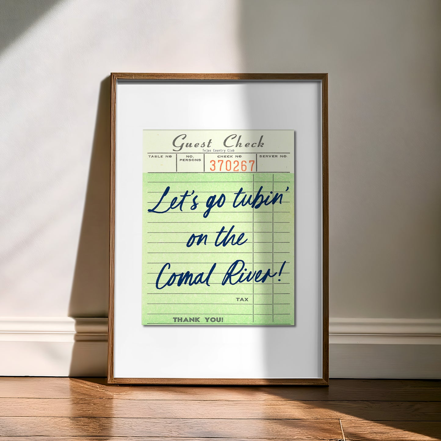 Let's Go Tubin' On The Comal River Guest Check Art Print