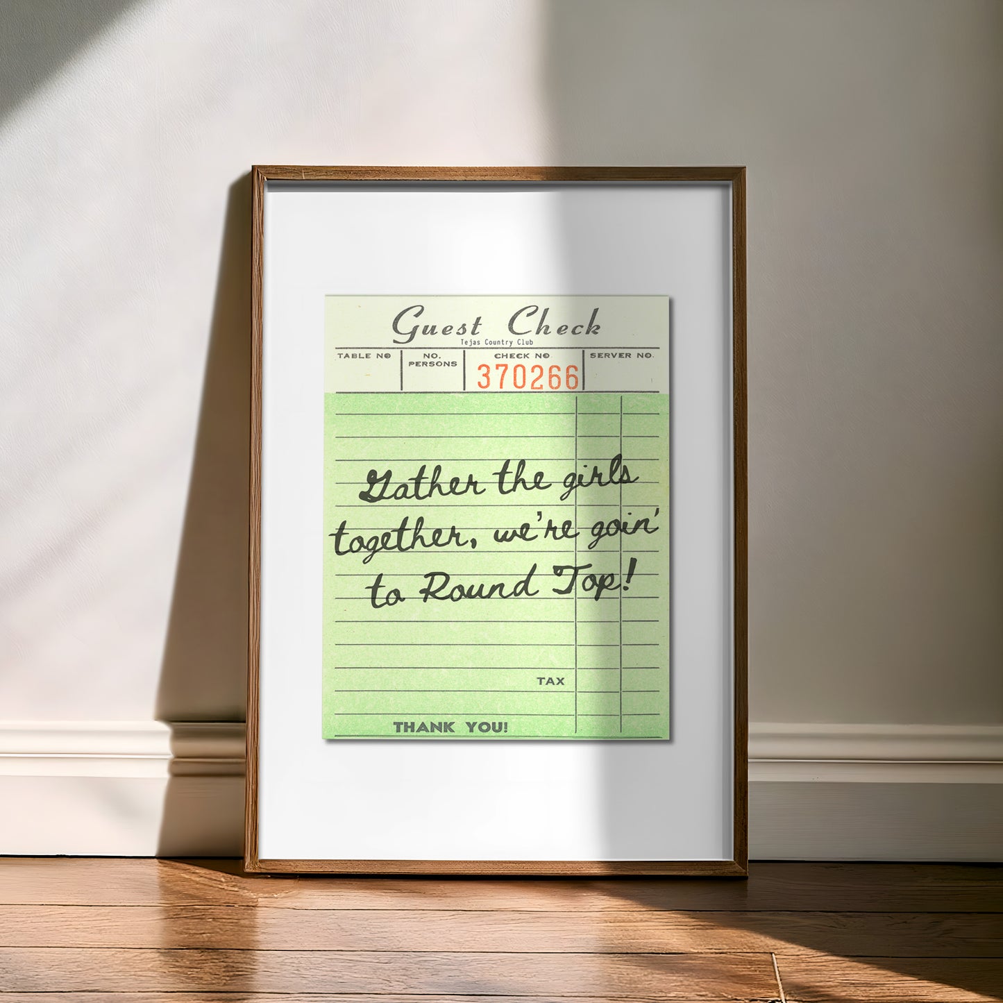 Girls Goin' To Round Top Guest Check Art Print