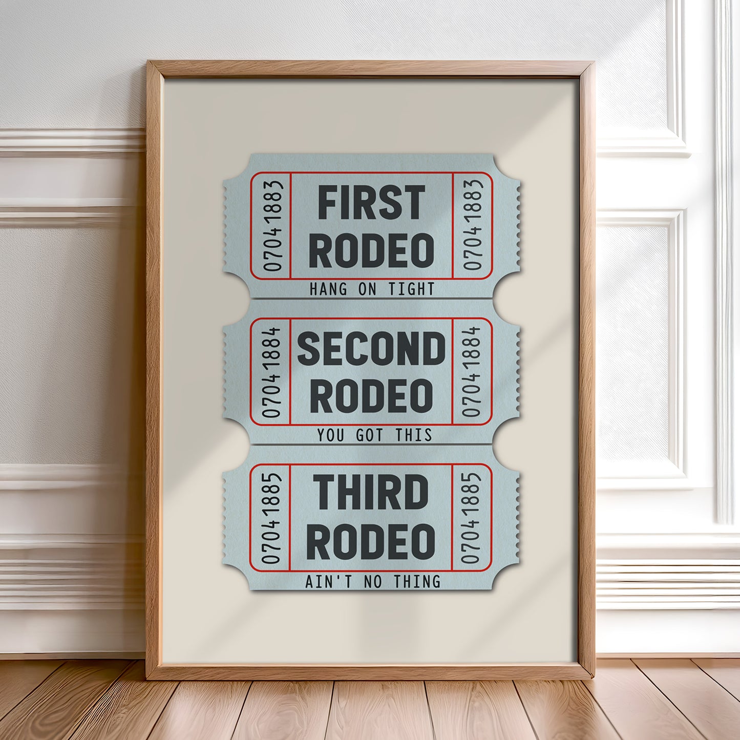 First Rodeo Ticket Stub Art Print Blue