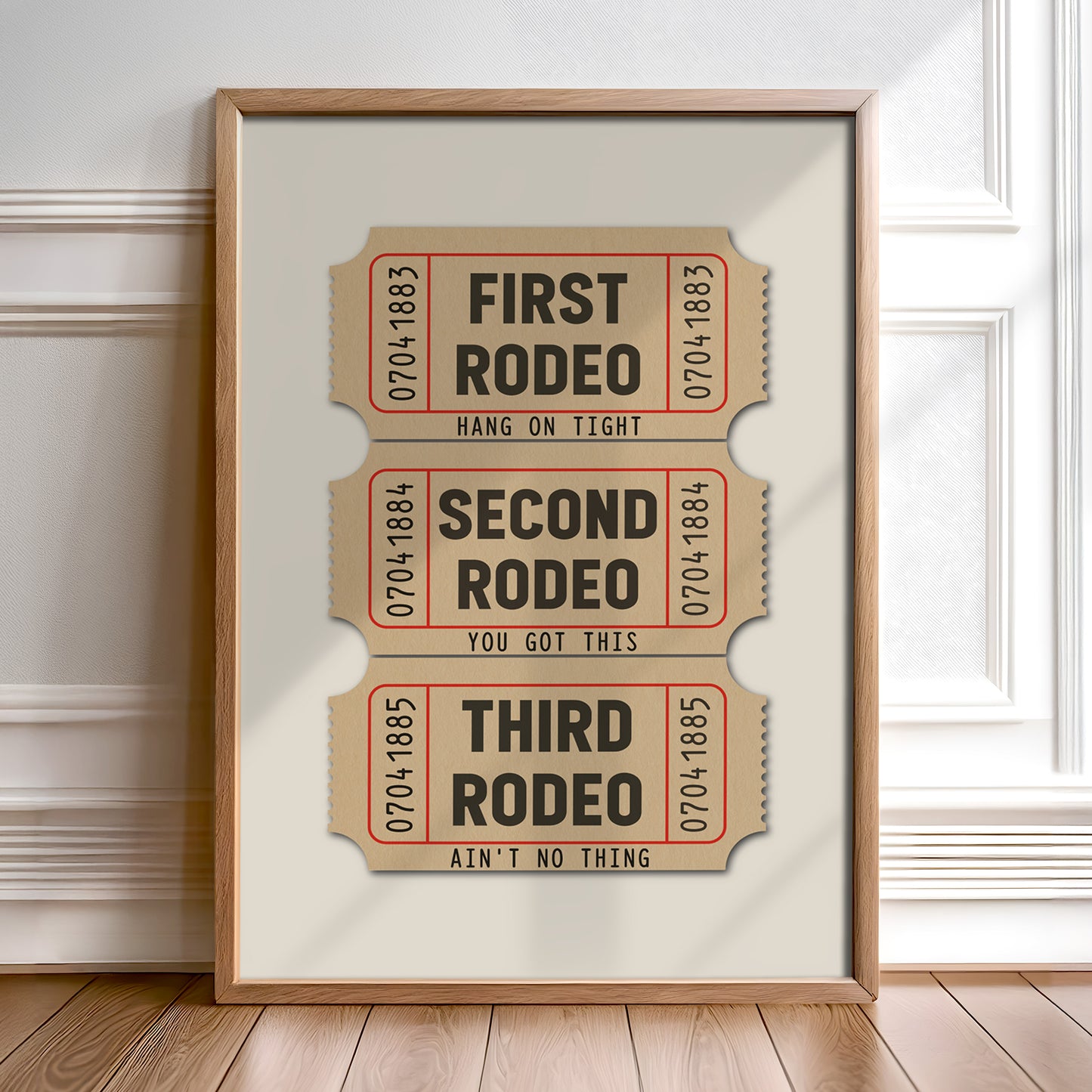 First Rodeo Ticket Stub Art Print Tan (FLAT) - Tejas Country Club