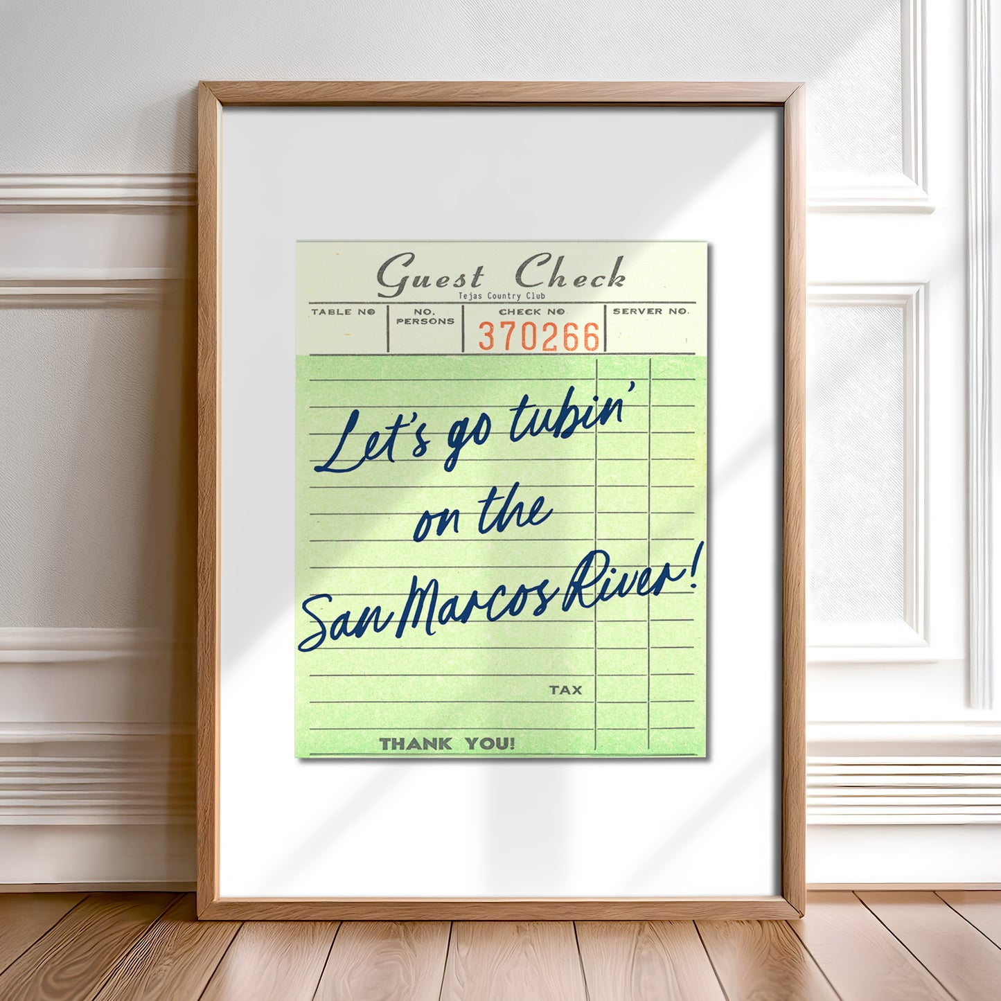 Let's Go Tubin' On The San Marcos River Guest Check Art Print