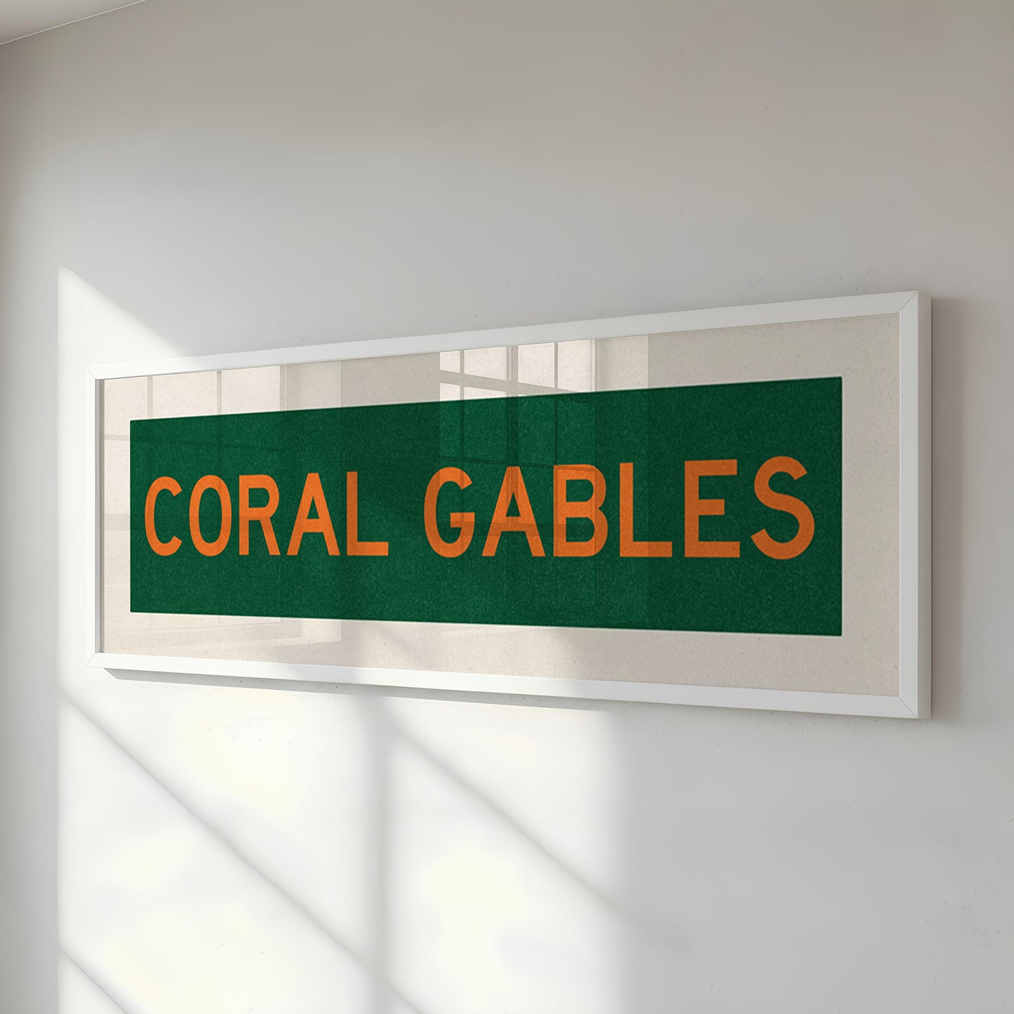Framed Coral Gables Green and Orange Bus Scroll