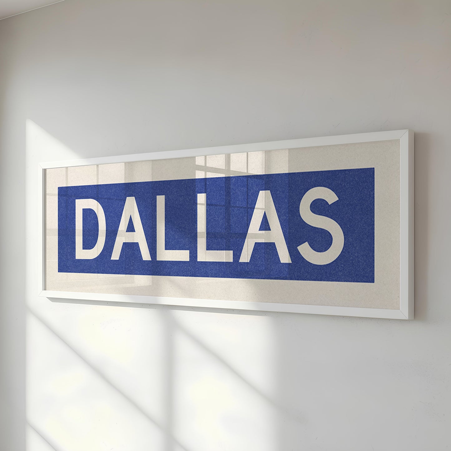 Framed Dallas Blue and White Bus Scroll