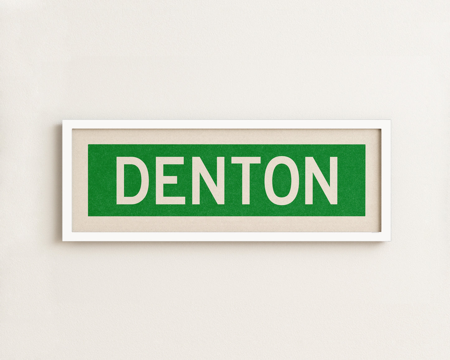 Framed Denton Green and White Bus Scroll