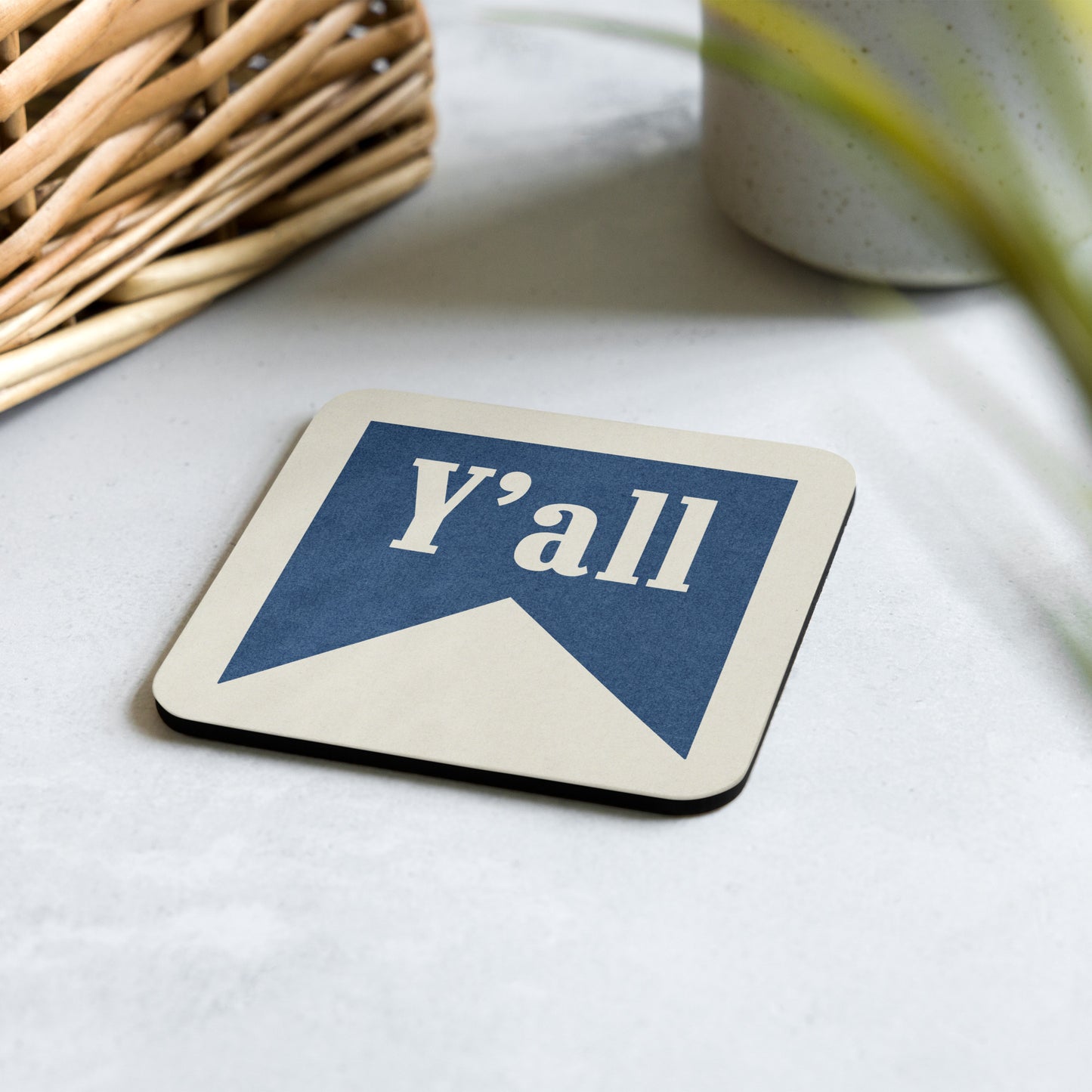 Y'all Typography Drink Coaster Cork Back Square Coaster
