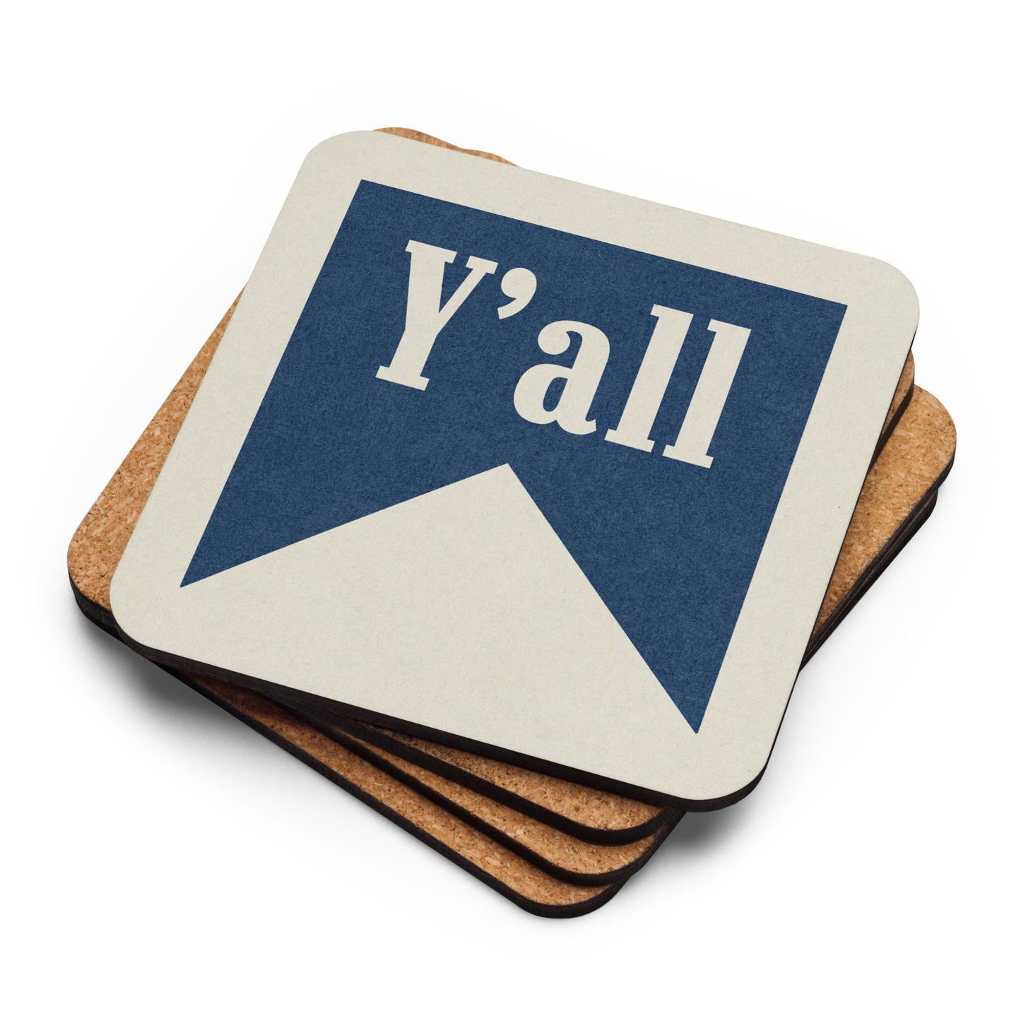 Y'all Typography Drink Coaster Cork Back Square Coaster