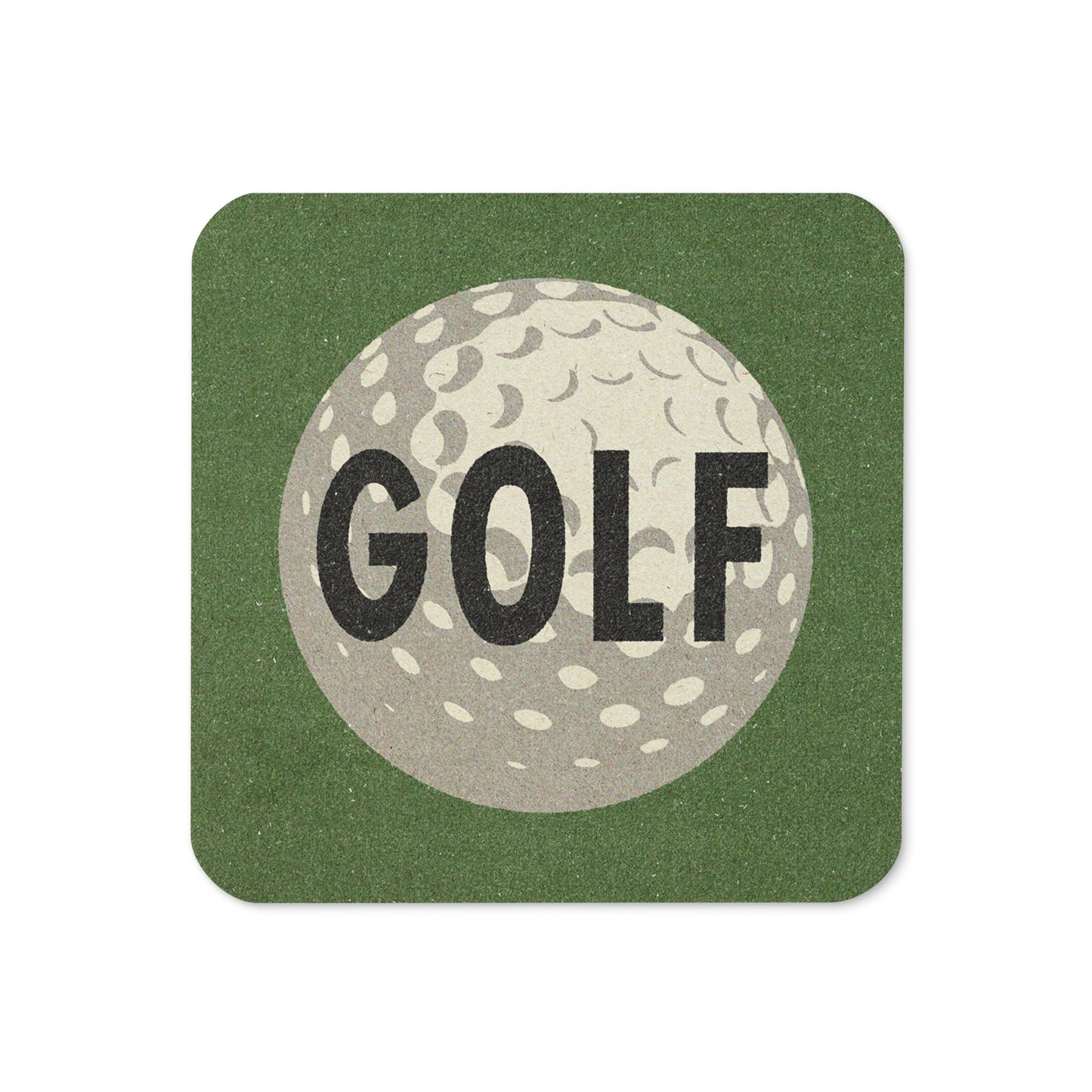 Golf Ball Drink Coaster Cork Back Square Coaster Retro Green