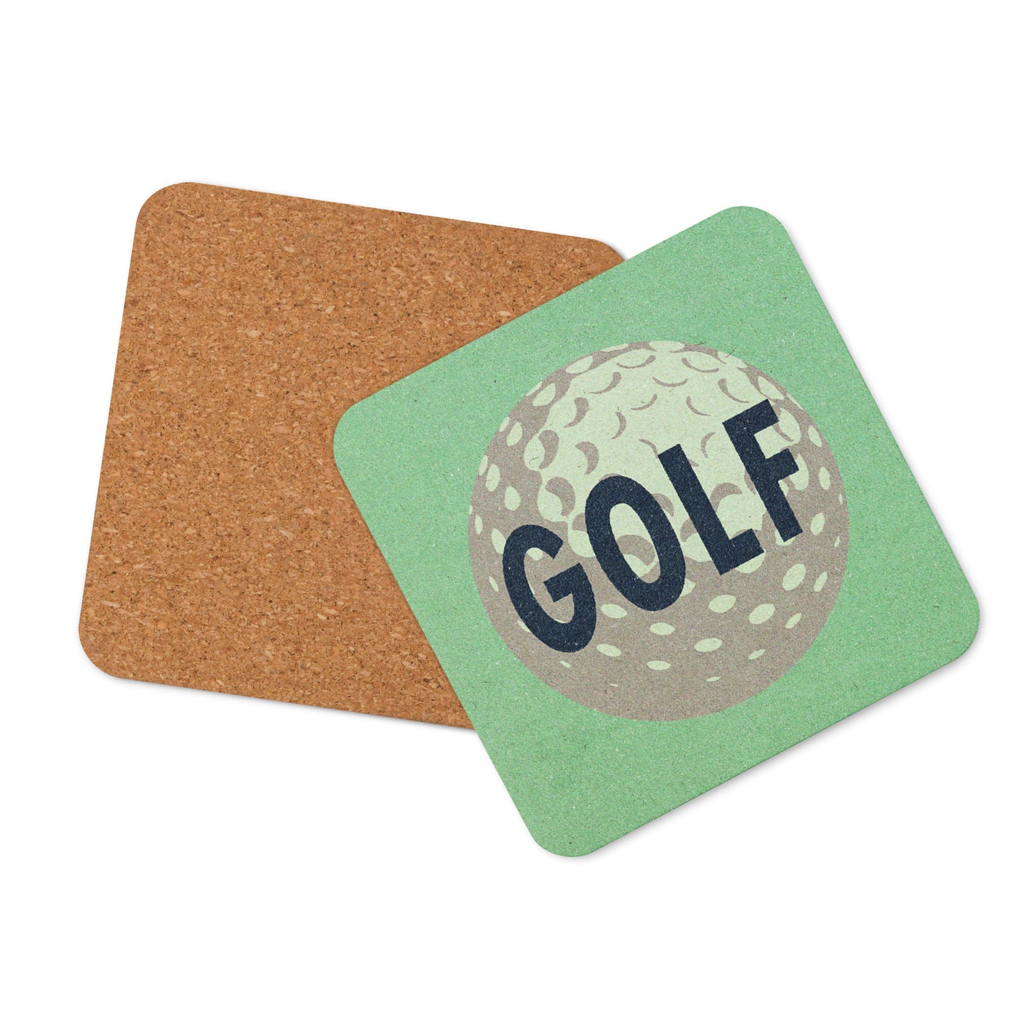 Golf Ball Drink Coaster Cork Back Square Coaster Mint Green