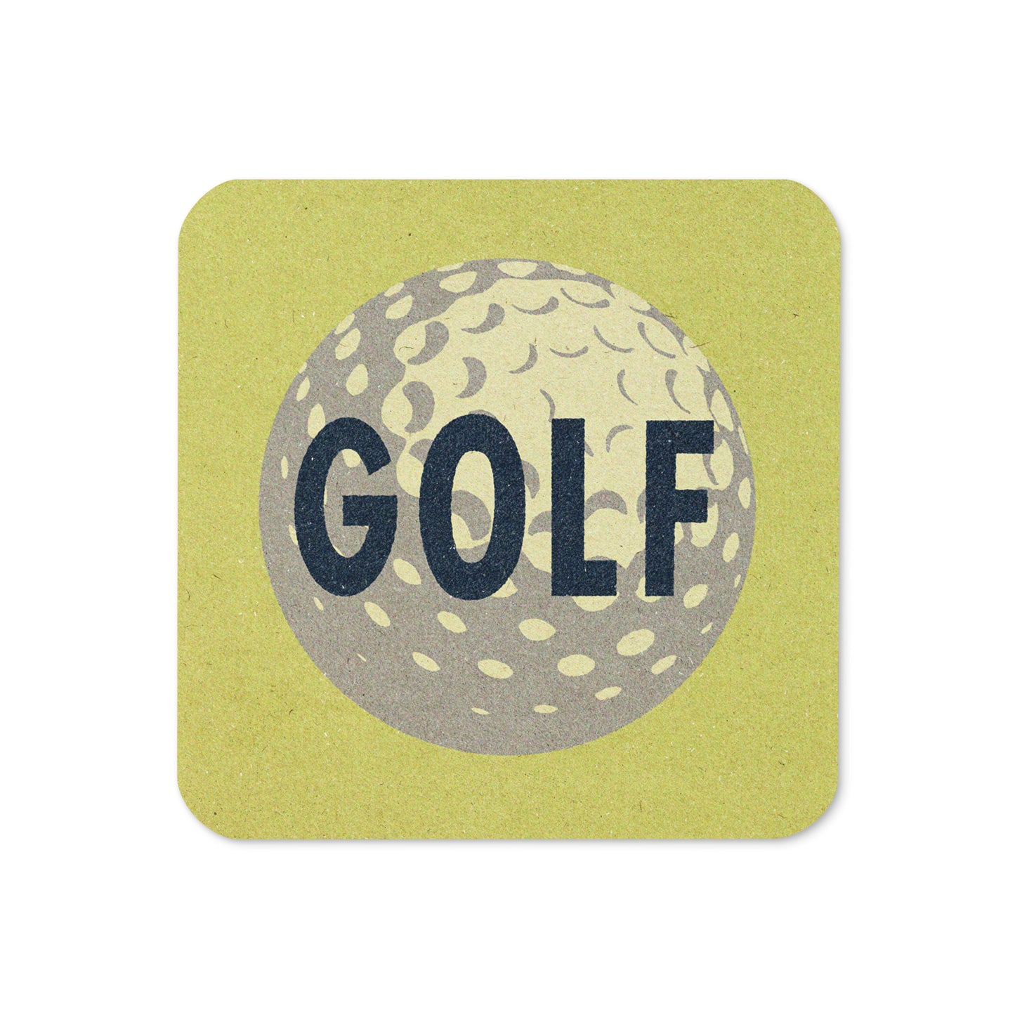 Golf Ball Drink Coaster Cork Back Square Coaster Lemon Yellow
