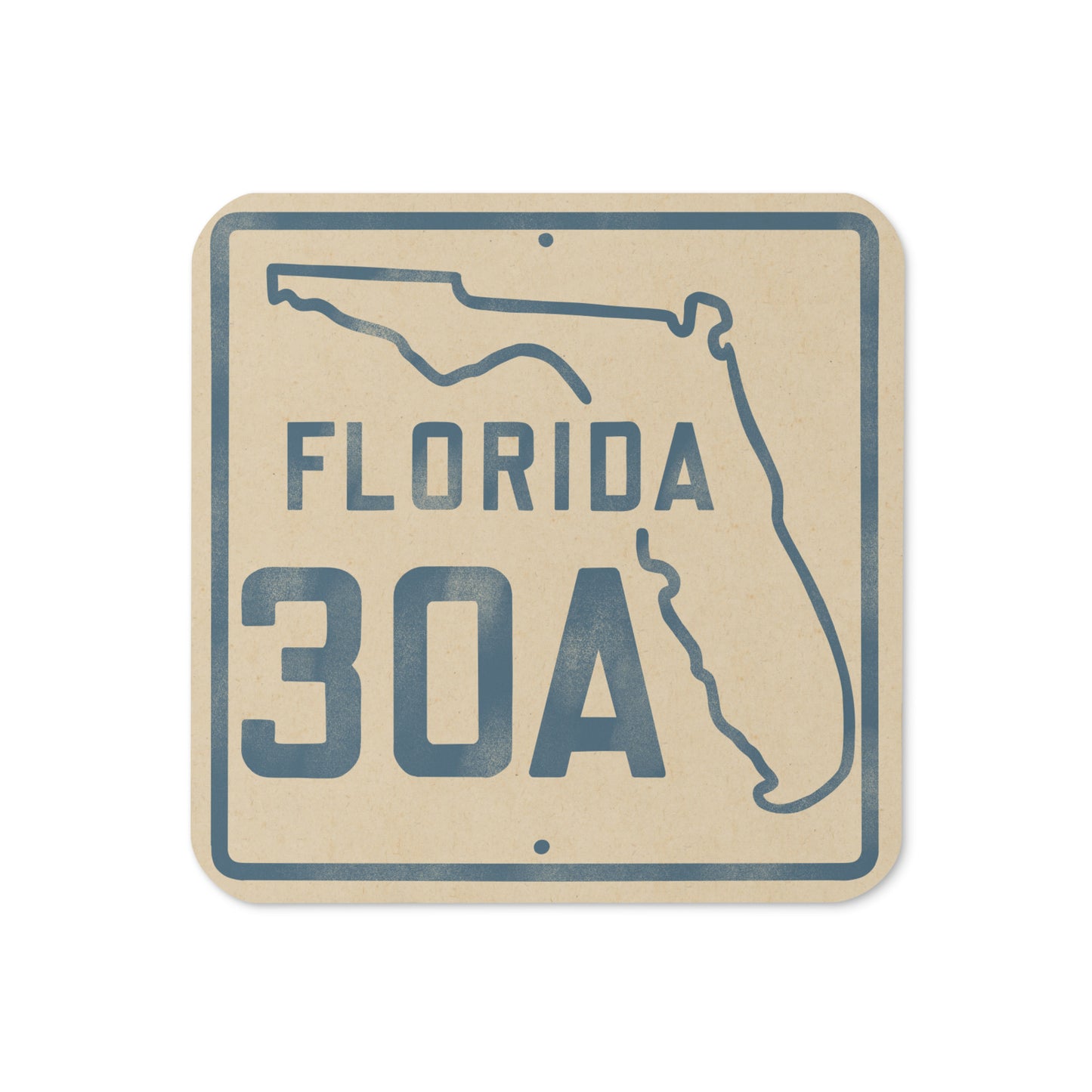 Florida Beach Road Sign Cork Backed Drink Coaster