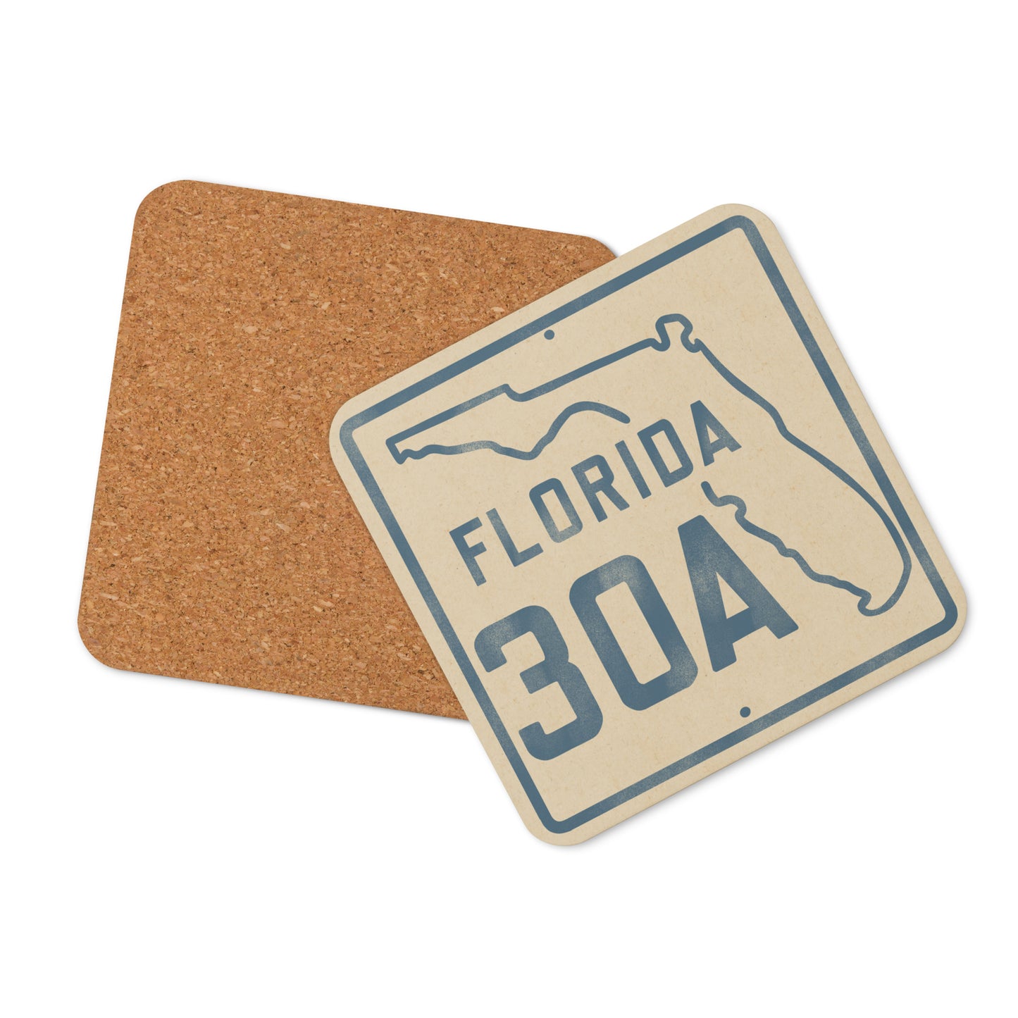 Florida Beach Road Sign Cork Backed Drink Coaster