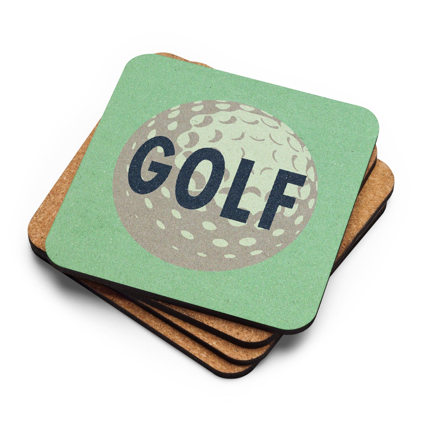 Golf Ball Drink Coaster Cork Back Square Coaster Mint Green
