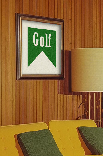 Retro Golf Poster Art Print Banner Style Square