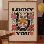 Lucky You Floral Horseshoe Art Print - Tejas Country Club