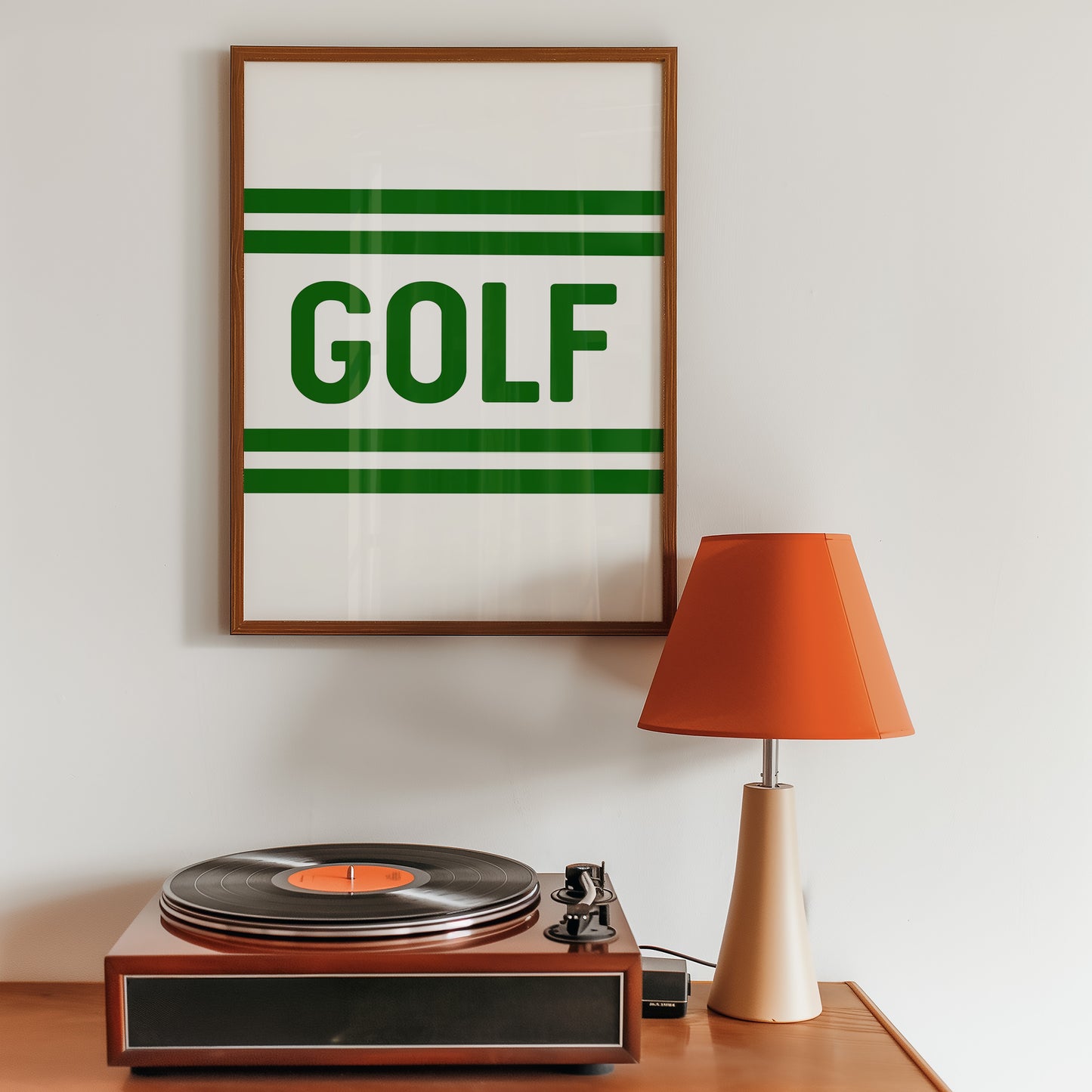 Golf Typography Striped White Art Print