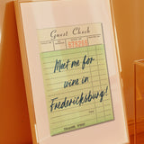 Meet Me For Wine In Fredericksburg Guest Check Art Print - Tejas Country Club