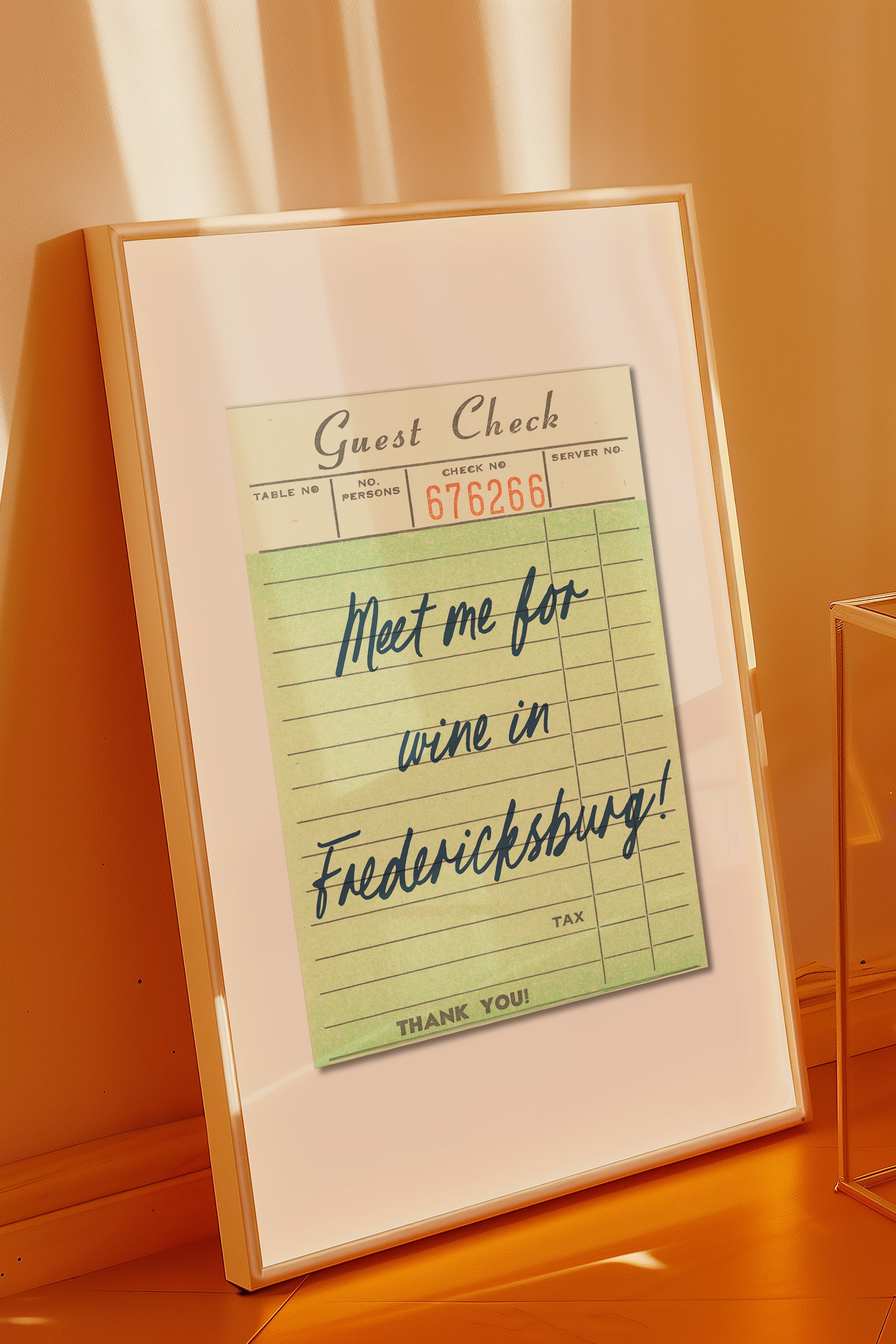 Meet Me For Wine In Fredericksburg Guest Check Art Print - Tejas Country Club