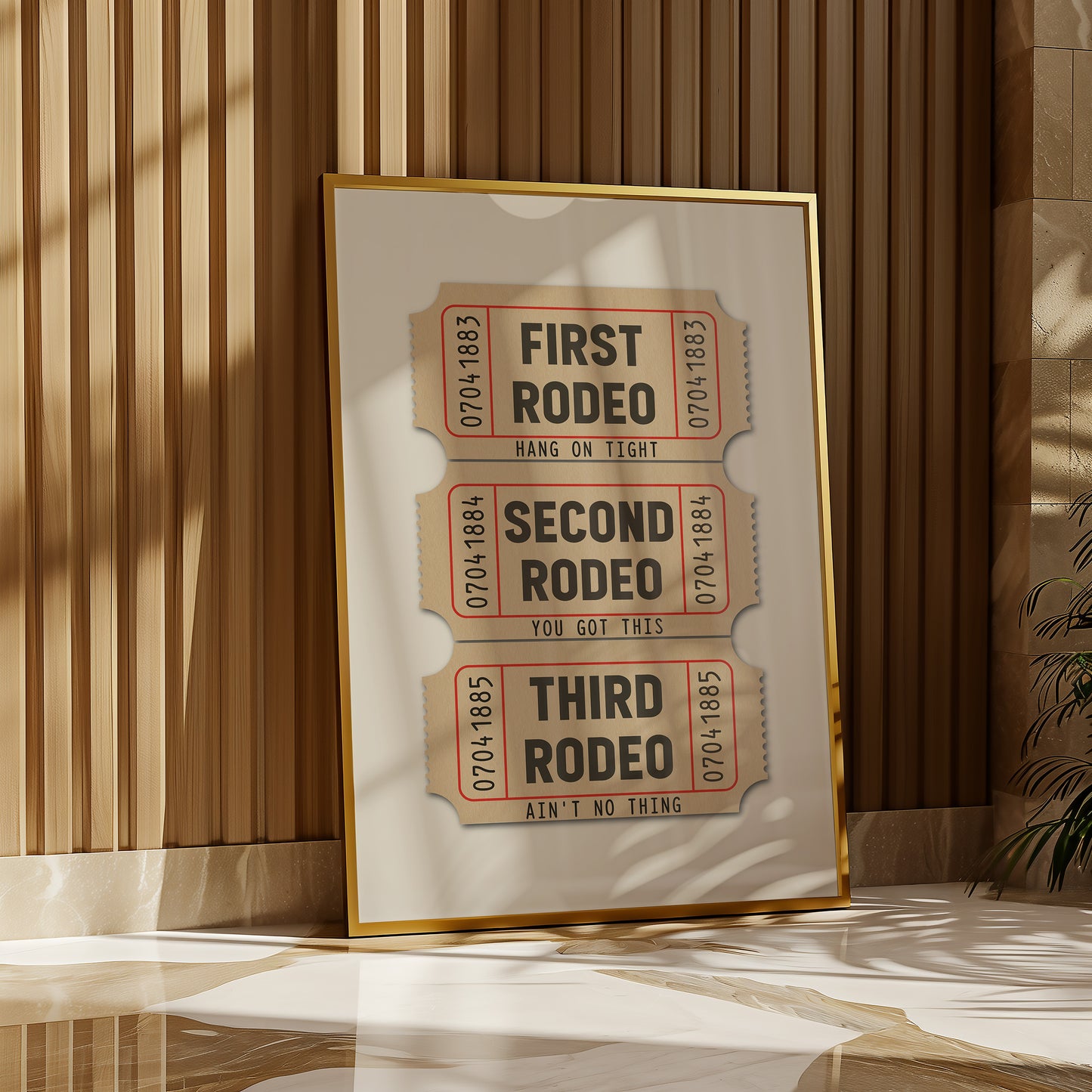 First Rodeo Ticket Stub Art Print Tan (FLAT) - Tejas Country Club