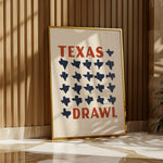 Texas Drawl - Collection of Student Drawn Texas Silhouettes Art Print - Tejas Country Club