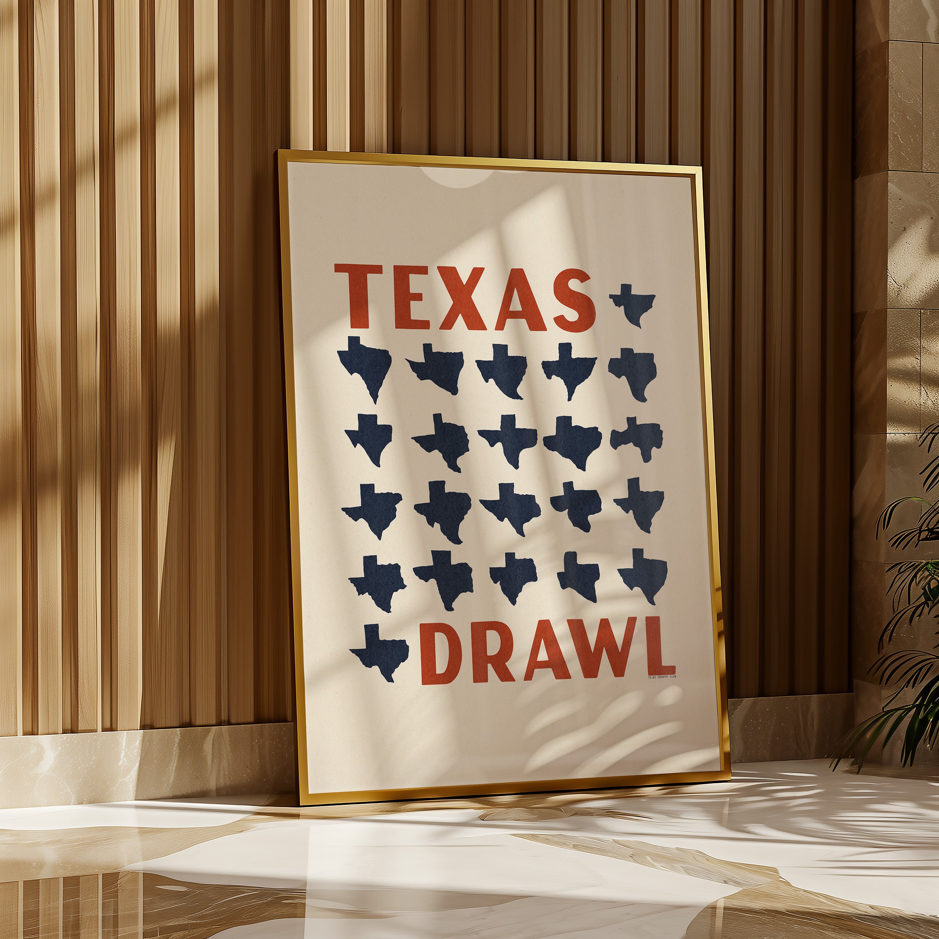 Texas Drawl - Collection of Student Drawn Texas Silhouettes Art Print - Tejas Country Club
