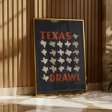 Texas Drawl - Collection of Student Drawn Texas Silhouettes Art Print (Navy)