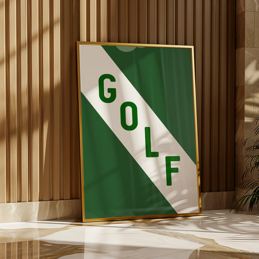 Golf Diagonal Banner Typography Art Print