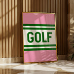 Golf Striped Green and Pink Art Print - Tejas Country Club