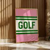 Golf Striped Green and Pink Art Print - Tejas Country Club