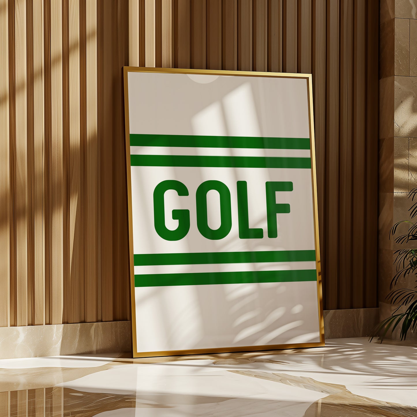 Golf Typography Striped White Art Print